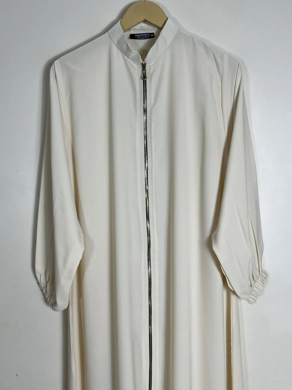 Cream - Collar Style Zipper Abaya HJ1047