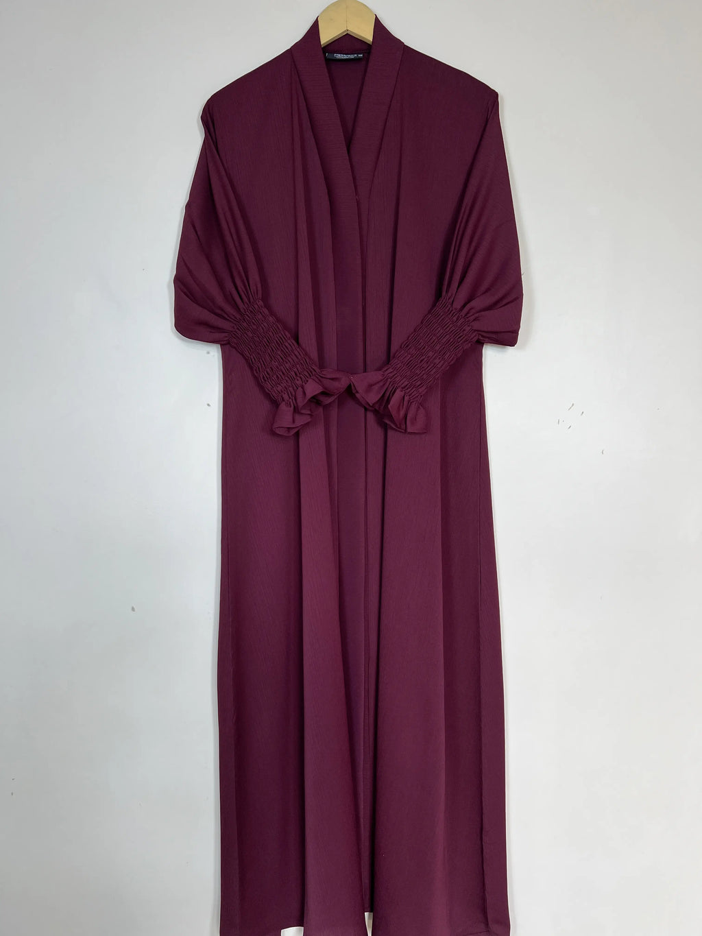 Maroon - Smoked Sleeves Abaya HJ1430