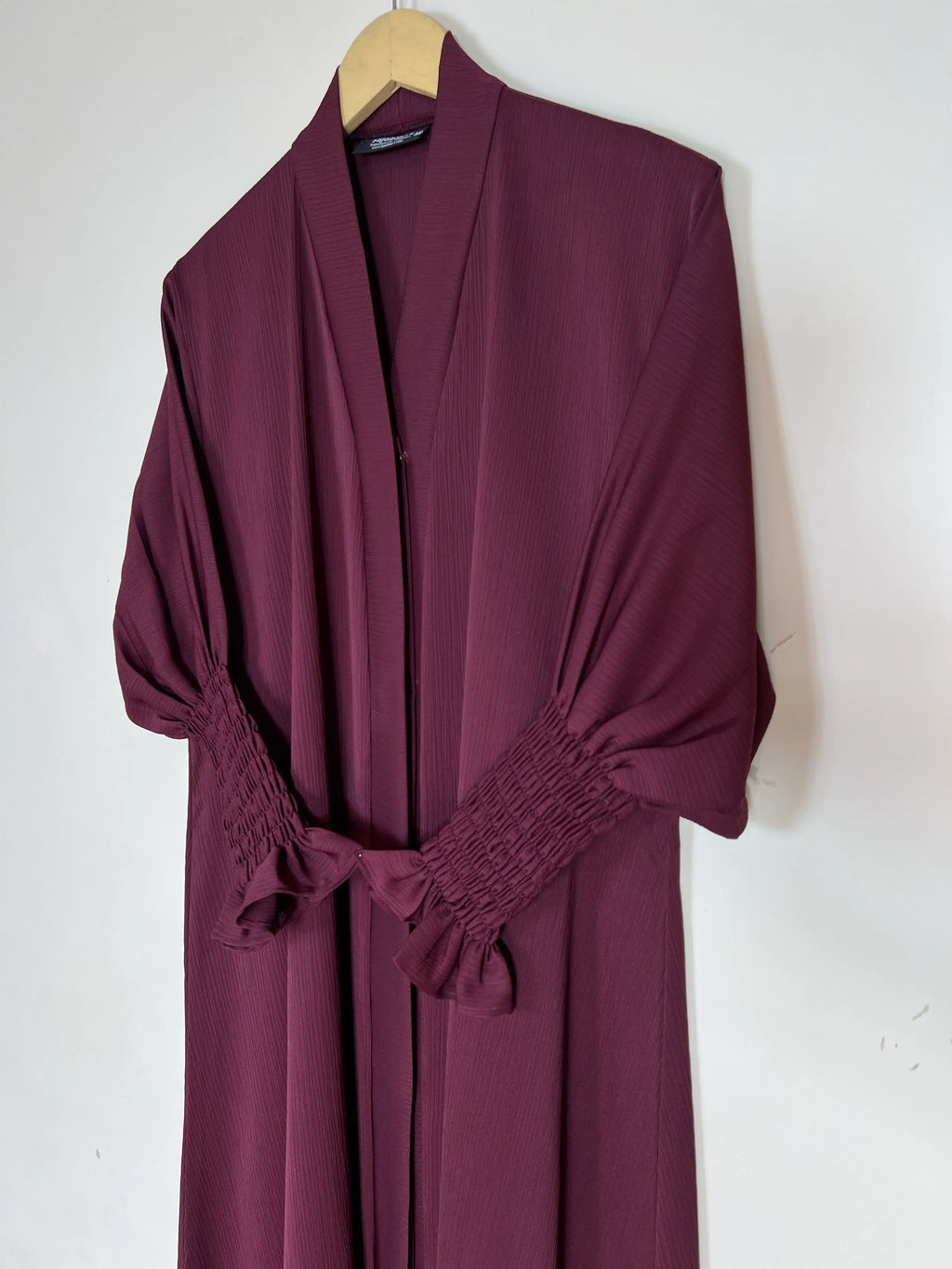 Maroon - Smoked Sleeves Abaya HJ1430
