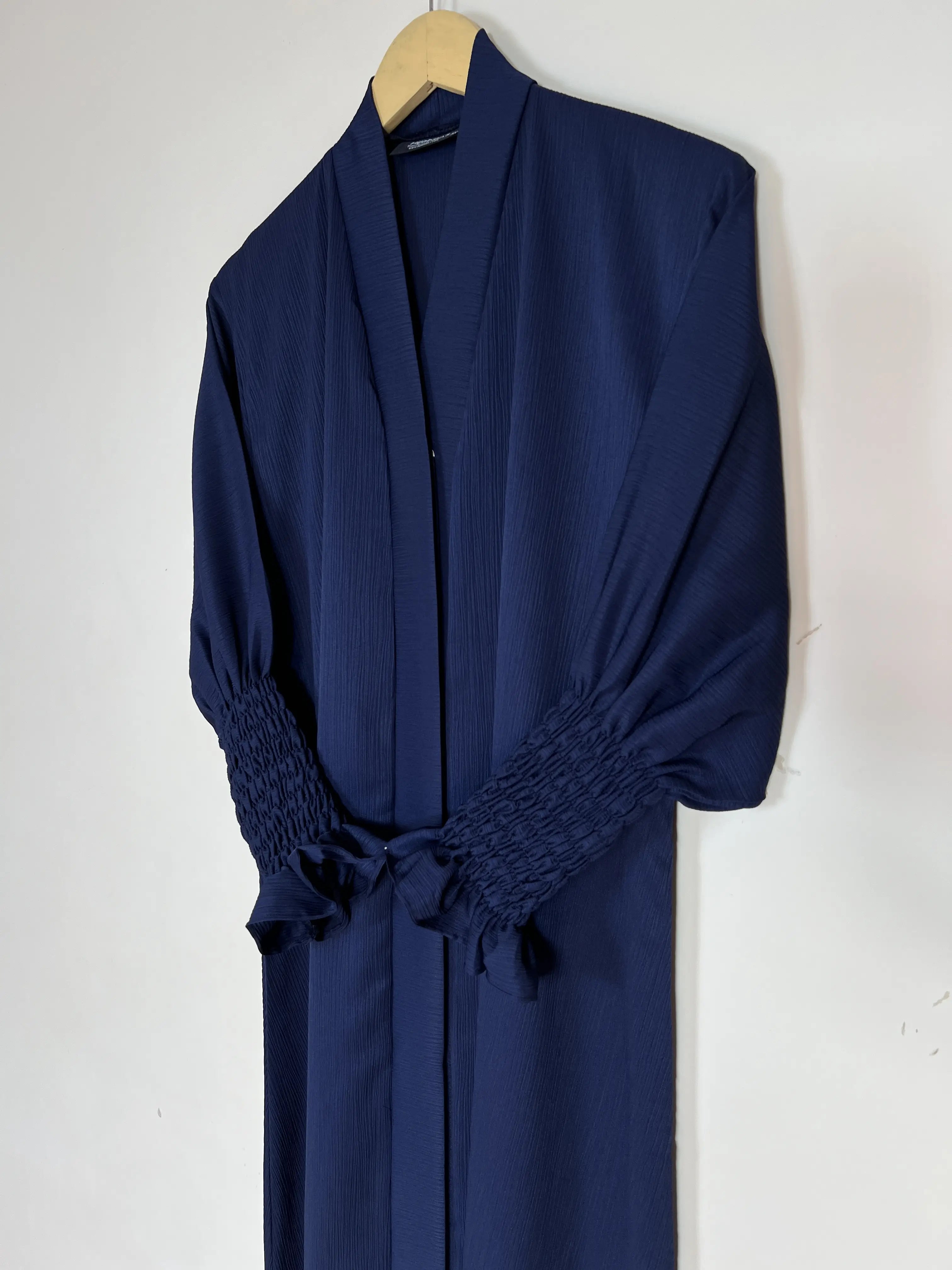 Blue - Smoked Sleeves Abaya HJ1431