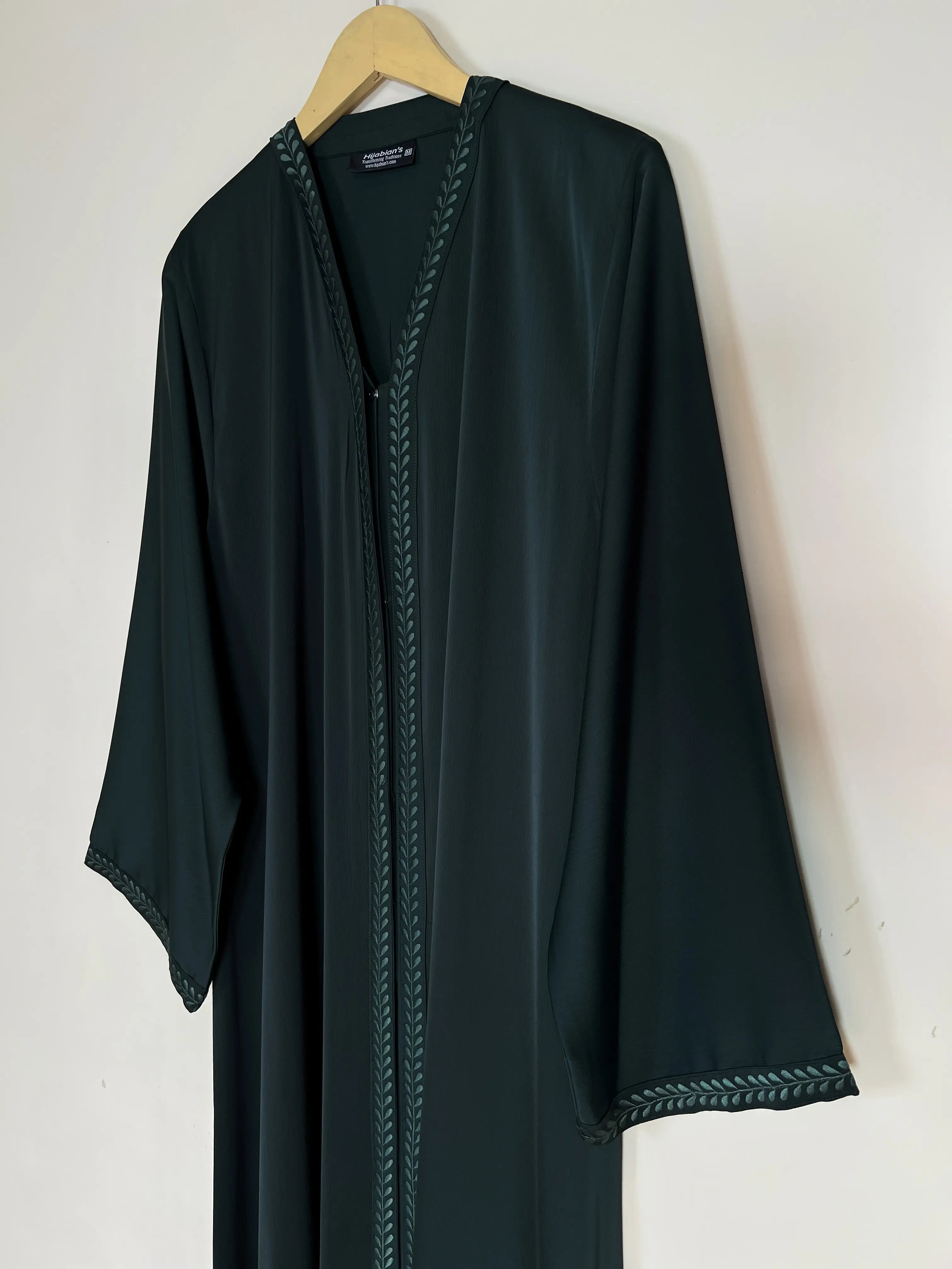 Bottle Green - Divine Embroidery Abaya HJ1437 Secondary image