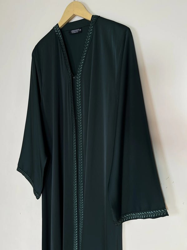 Bottle Green - Divine Embroidery Abaya HJ1437