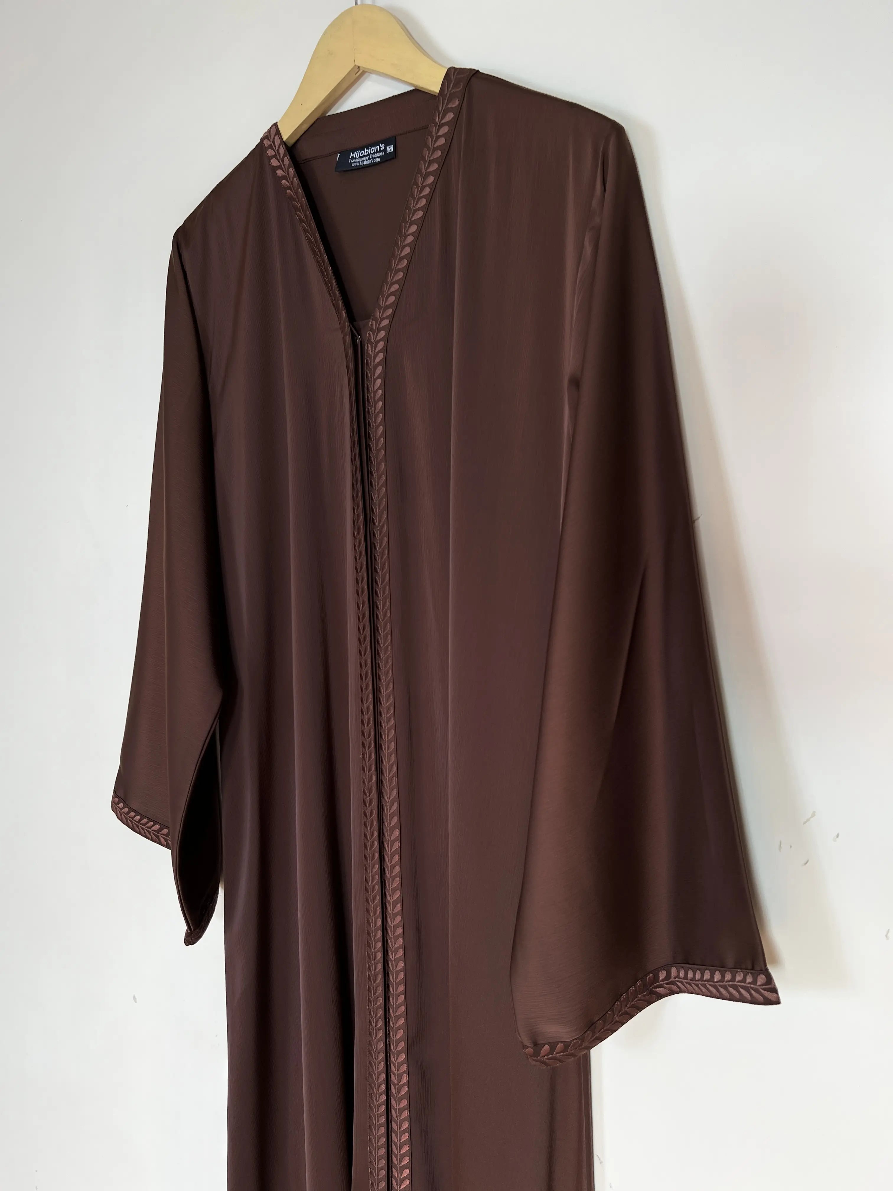 Brown - Divine Embroidery Abaya HJ1435