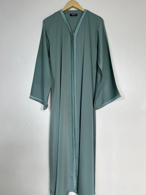 Sage Green - Divine Embroidery Abaya HJ1434