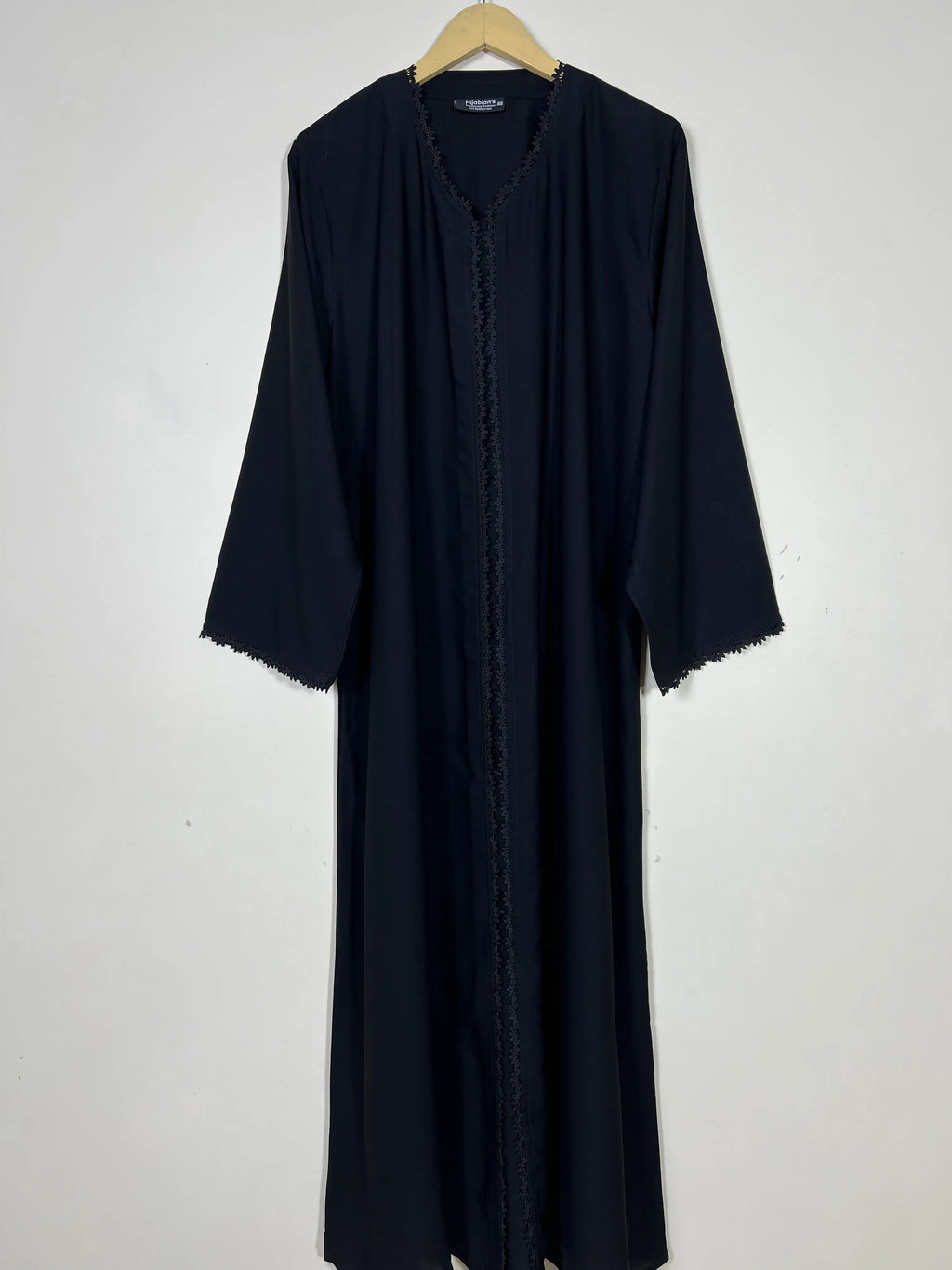 Black  - Classic Lace Detail Abaya HJ1446