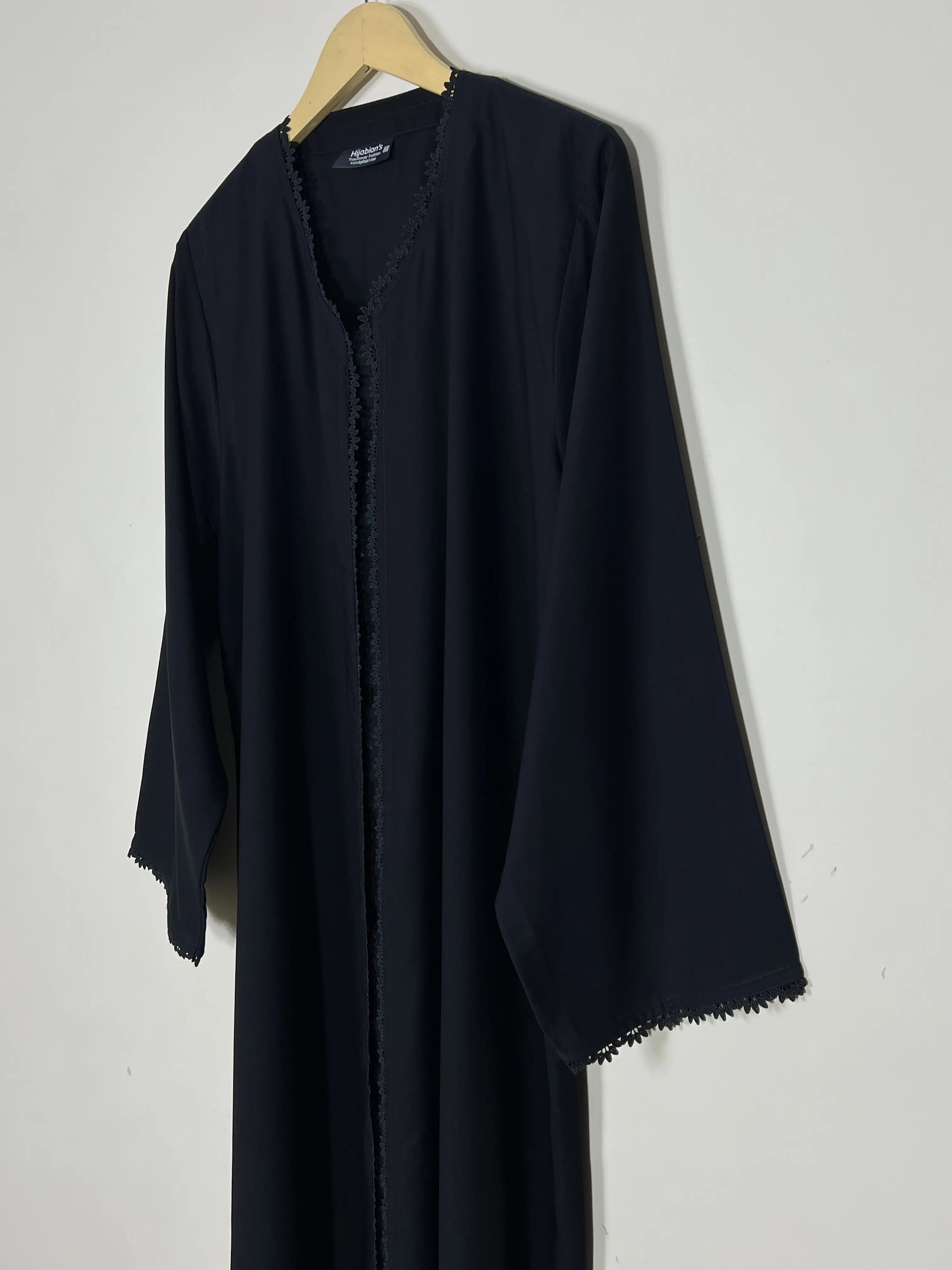 Black  - Classic Lace Detail Abaya HJ1446 Secondary image