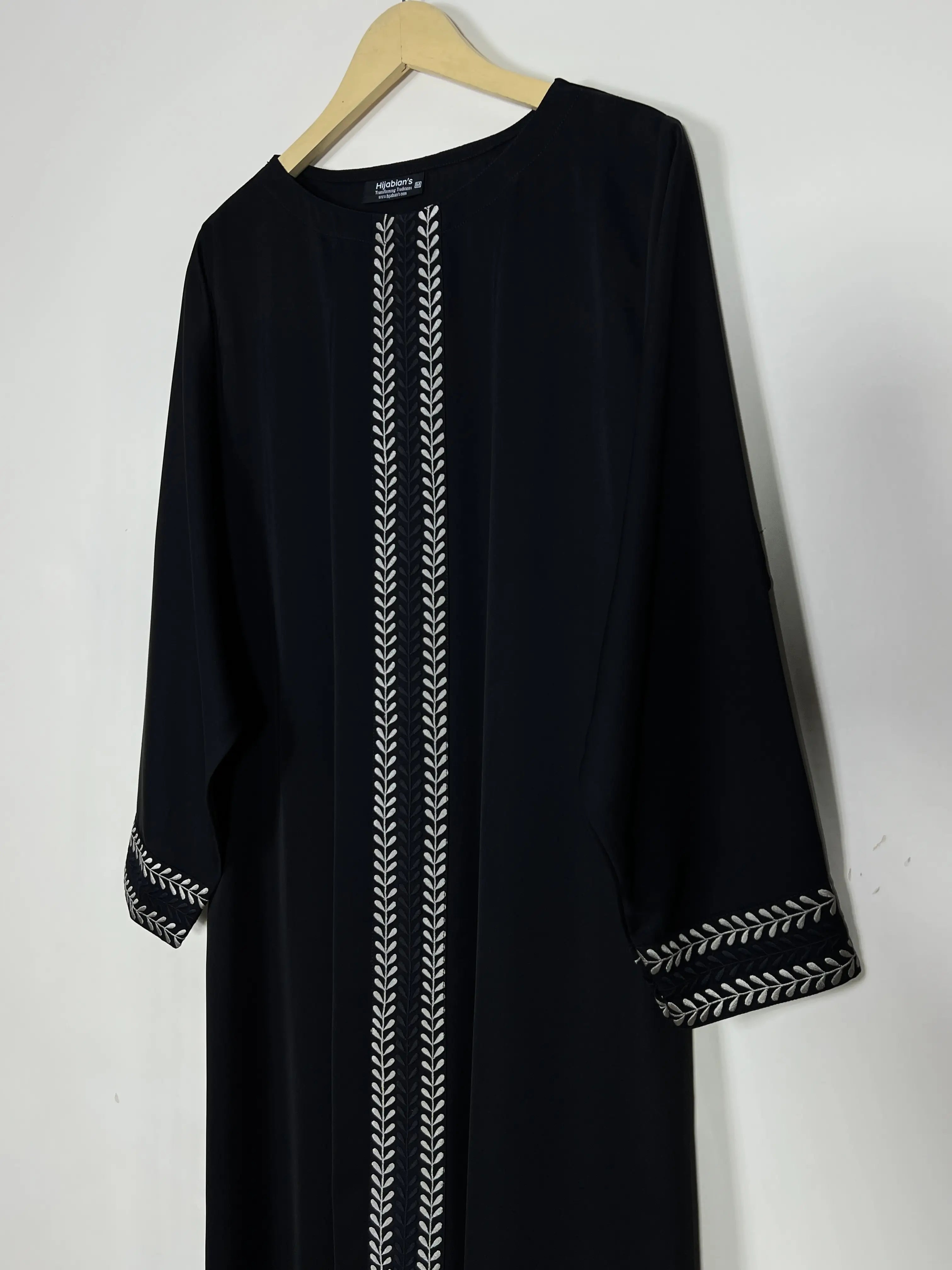 Black  - Panel Embroidery Abaya HJ1447 Secondary image