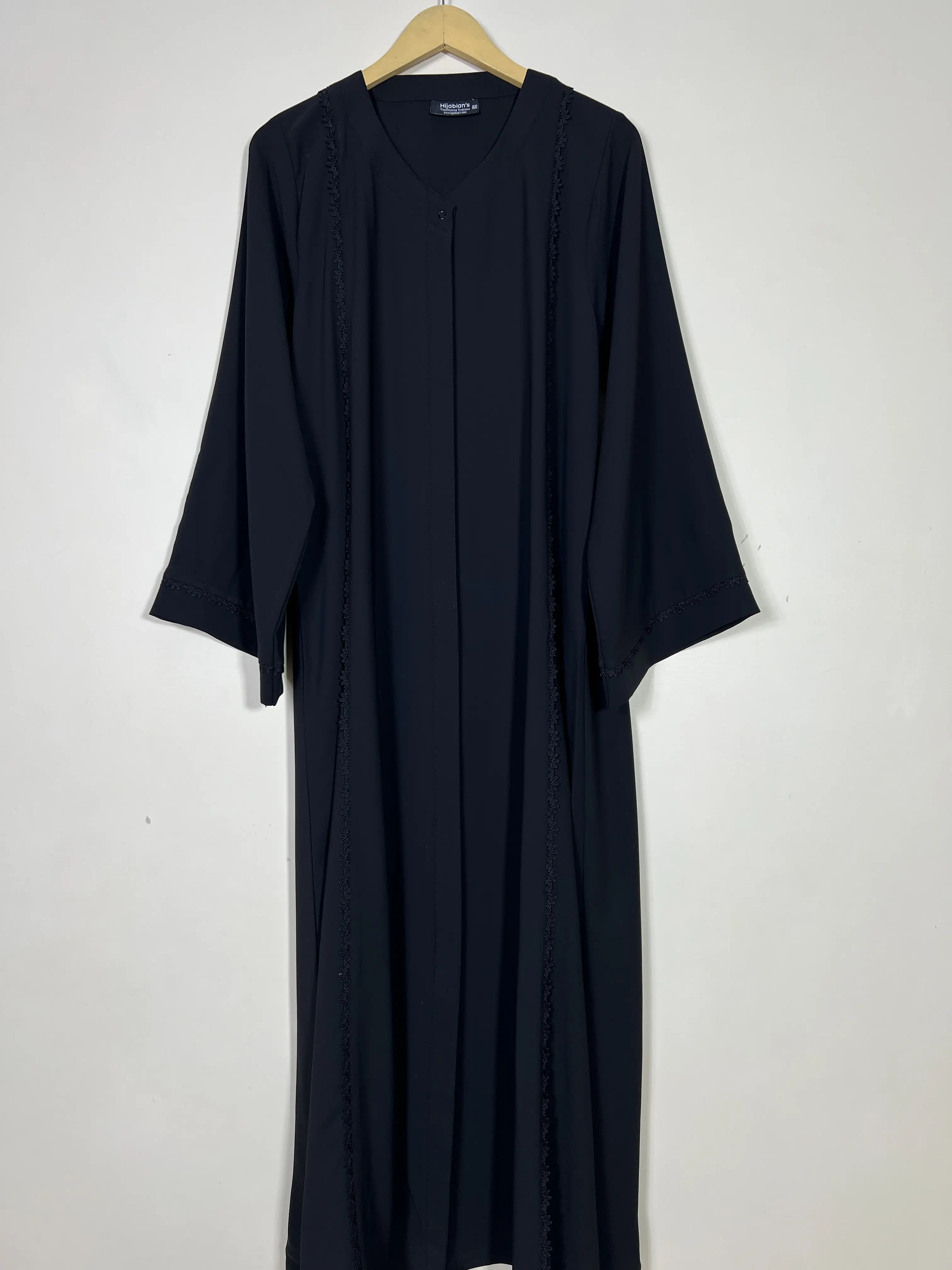 Black - Panel Lace Abaya HJ1454 Secondary image