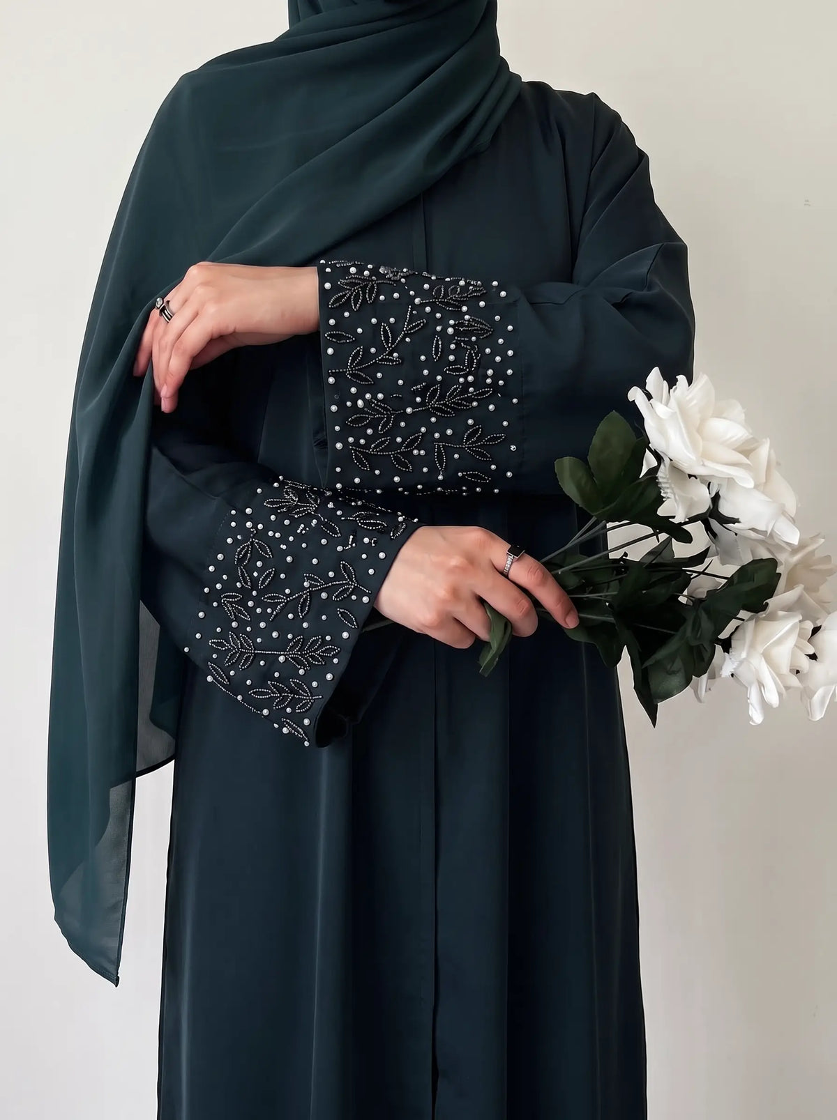 Bottle Green - Majesty of Handwork Abaya HJ1532 Main image