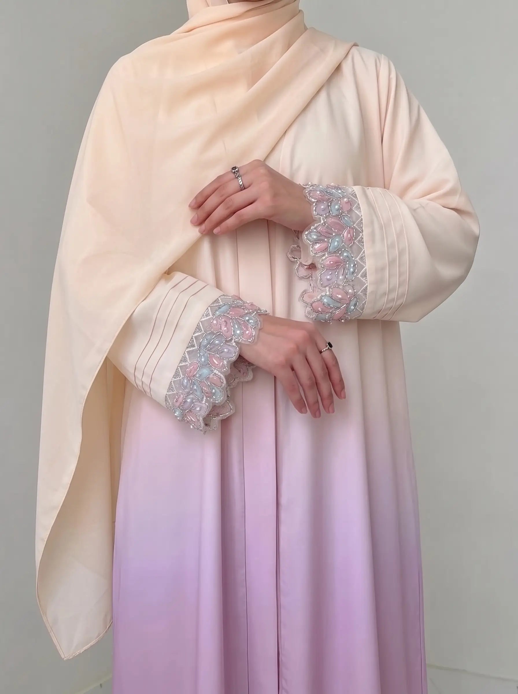 Blush Rose - Elara Open Abaya HJ1638