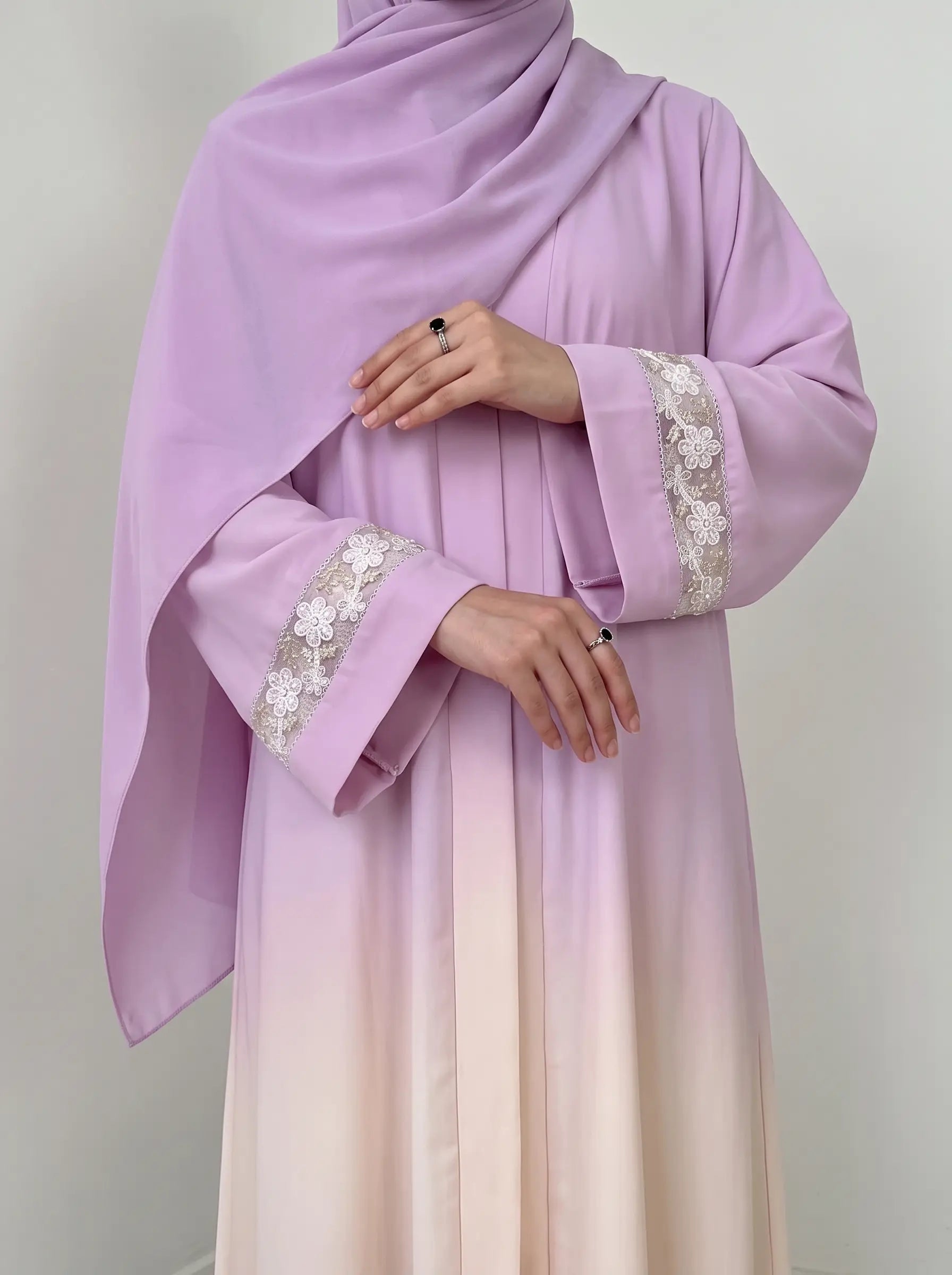 Blush Rose - Statement Sleeves Ombré Abaya HJ1640