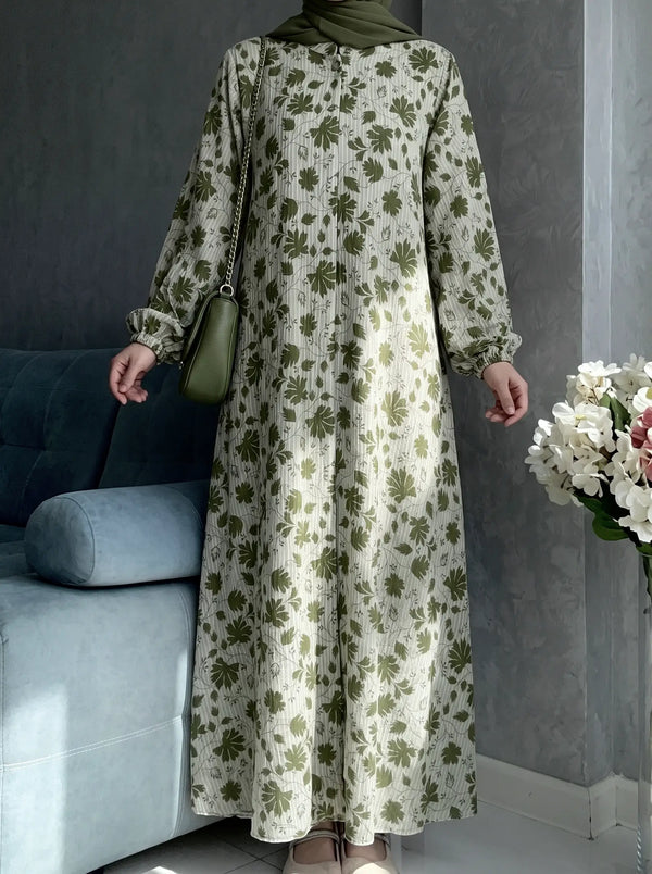 Olive Green - Arabic Lawn Abaya HJ1625