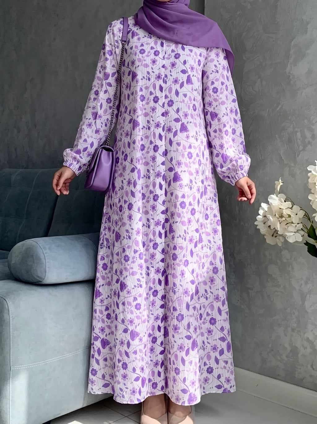 Violet Muse - Arabic Lawn Abaya HJ1631