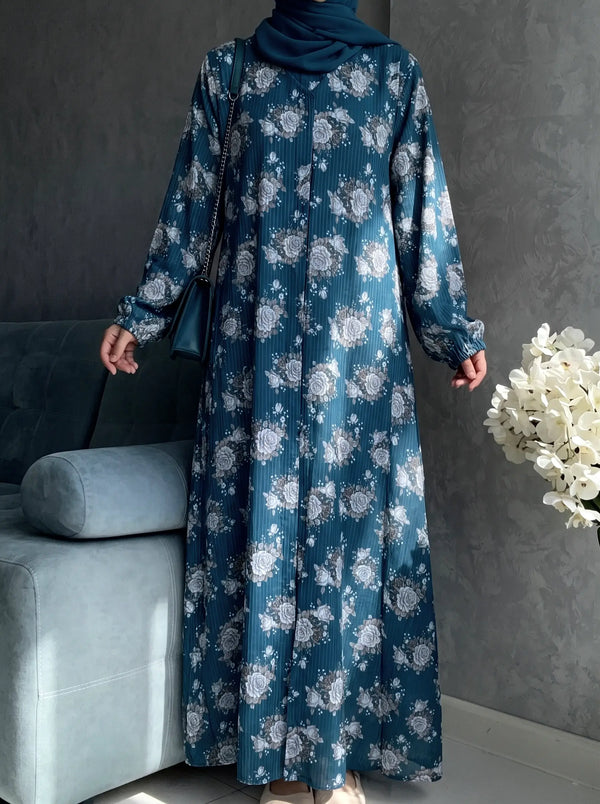 Teal Blue - Arabic Lawn Abaya HJ1685