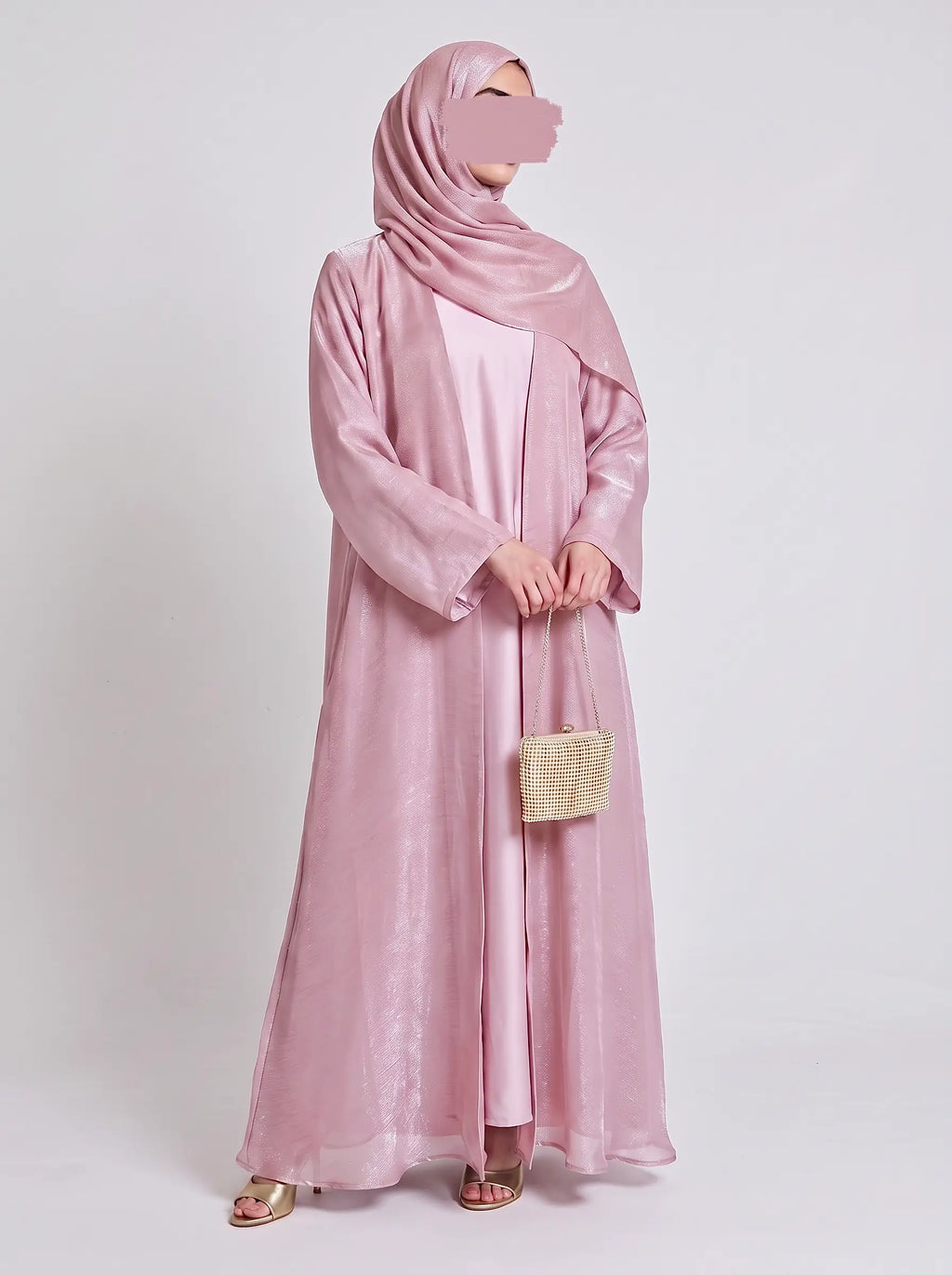 Blush Rose -  Zareen Crinkle Silk Abaya HJ1707