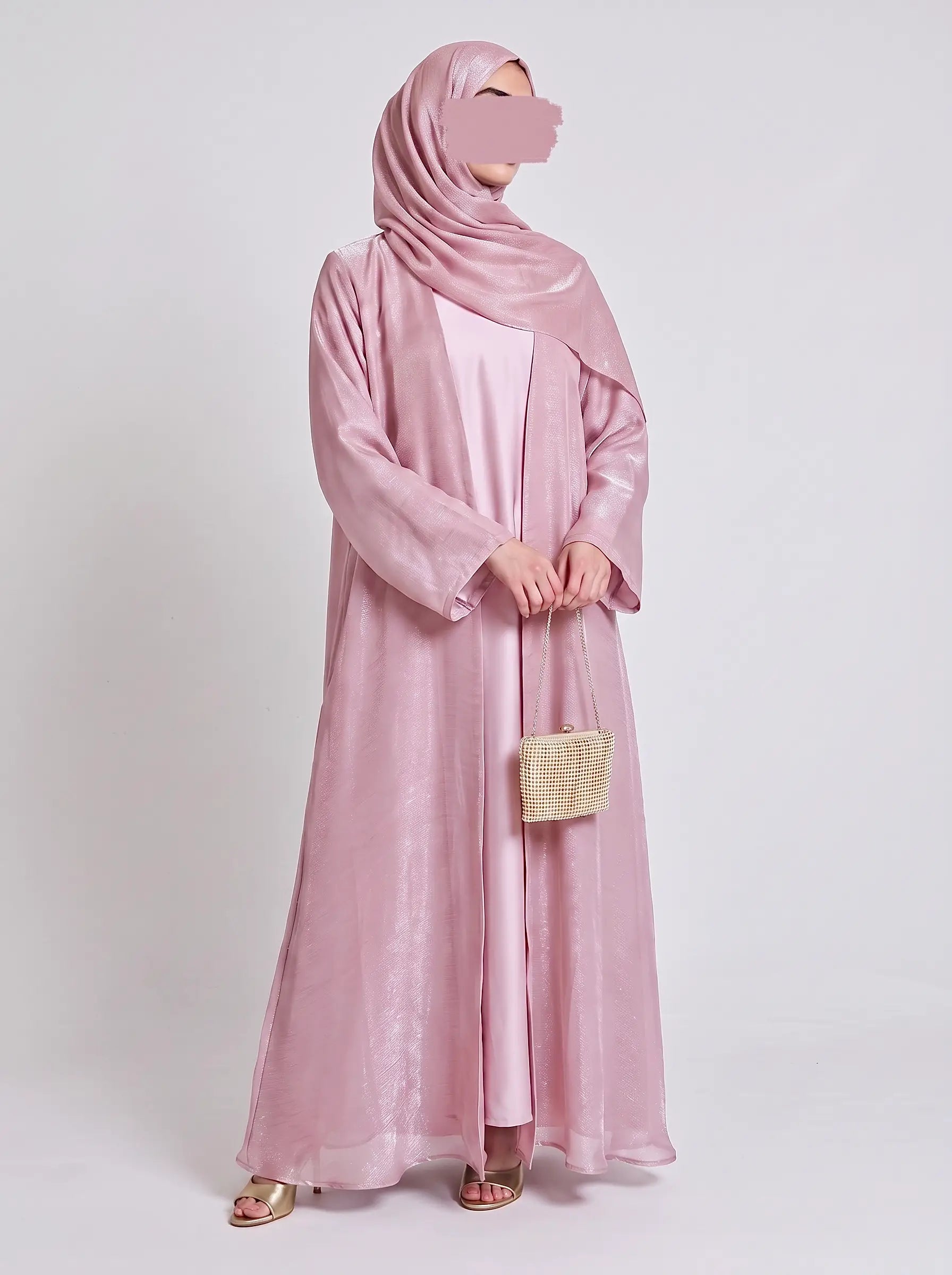 Blush Rose -  Zareen Crinkle Silk Abaya HJ1707