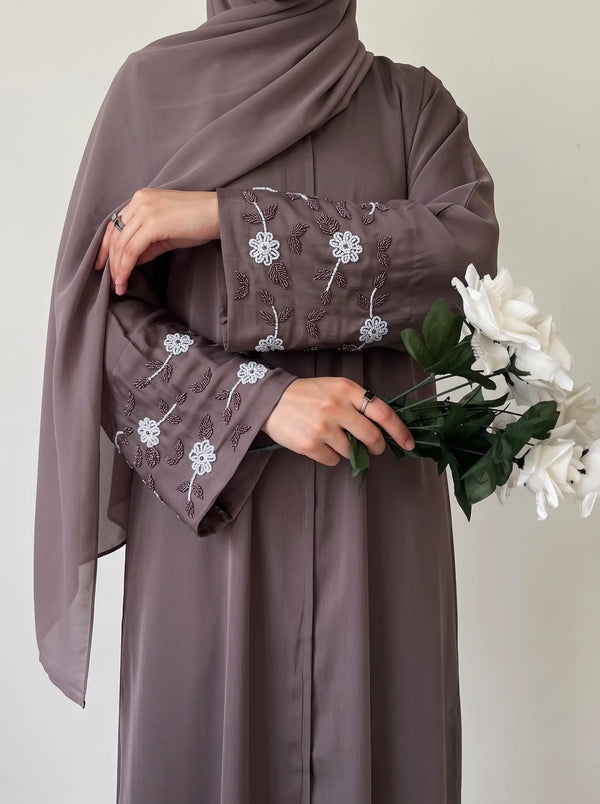 Mocha Taupe - Ravina Handwork Abaya HJ1700