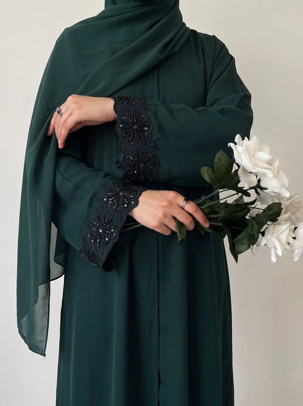 Bottle Green - Amara Luxe Abaya HJ1573