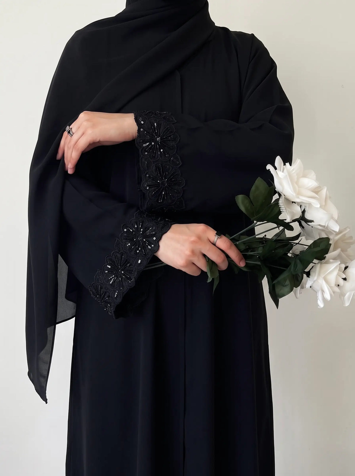 Black - Amara Luxe Abaya HJ1398 Main image