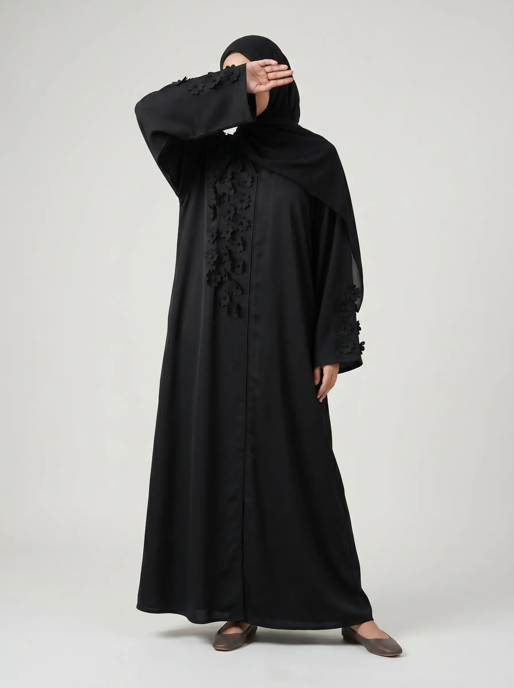 BLACK - REGAL ABAYA HJ1595 Secondary image