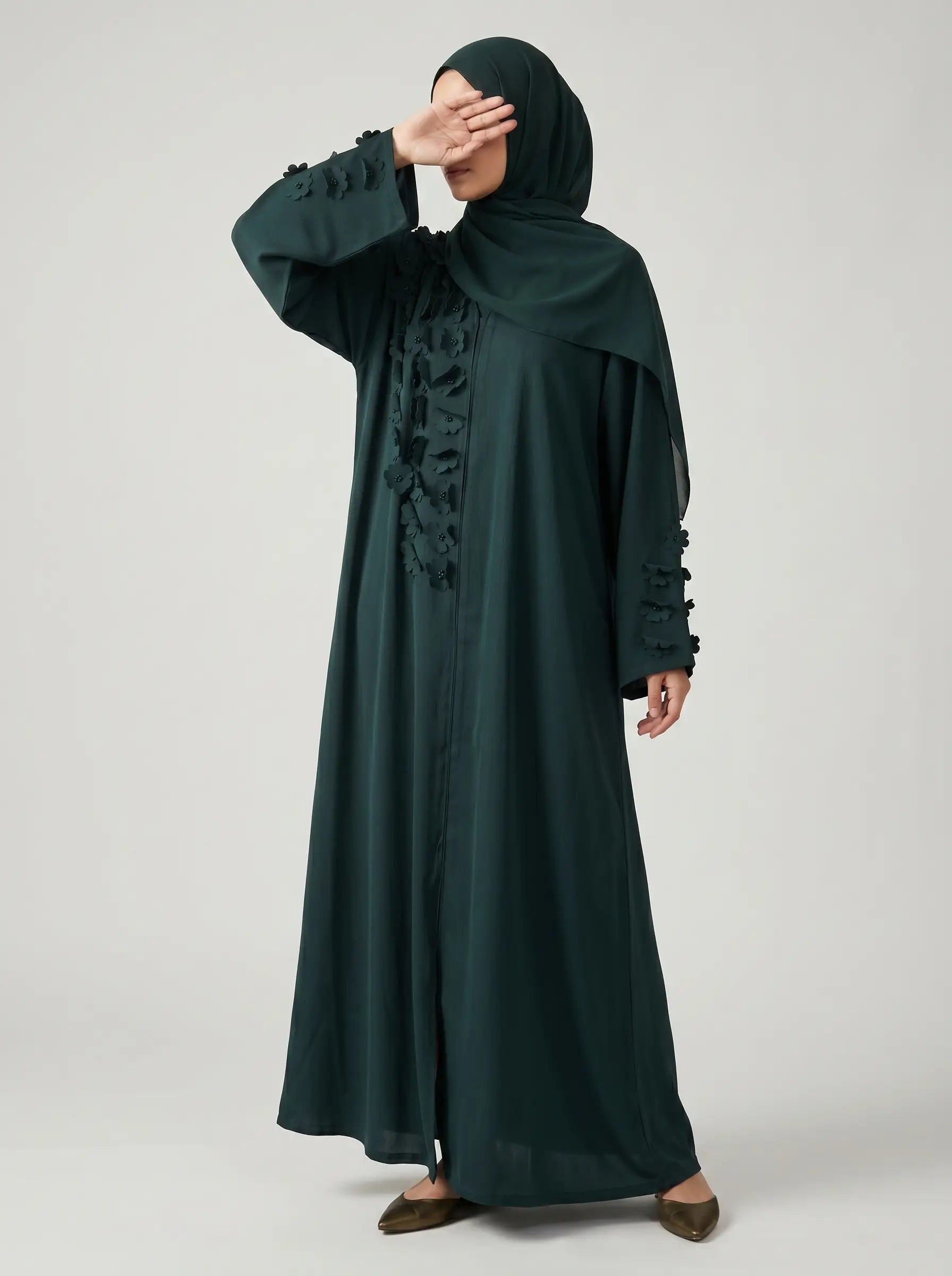 BOTTLE GREEN - REGAL ABAYA HJ1594