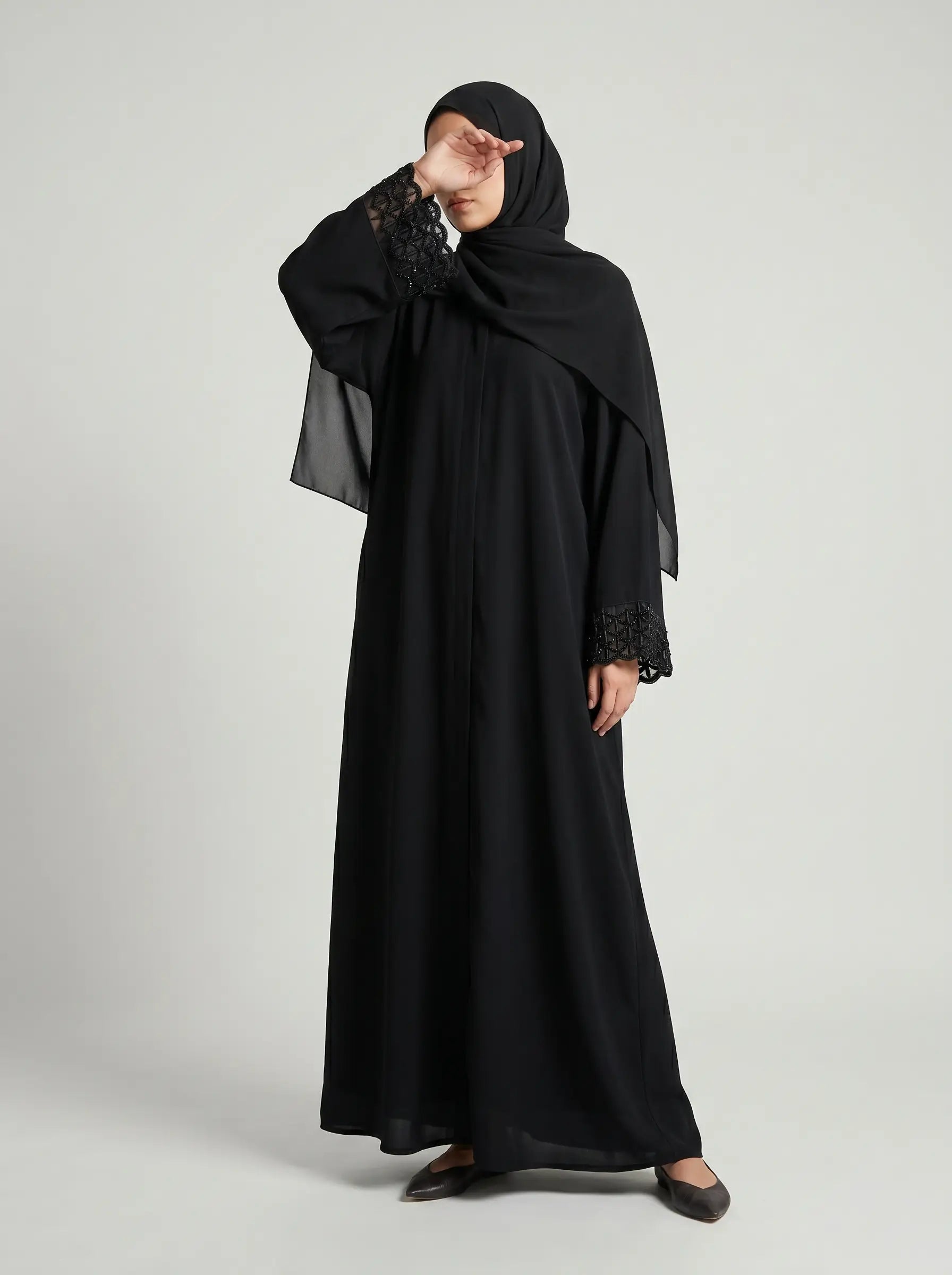 Black - Zahra Luxe Abaya HJ1606 Secondary image