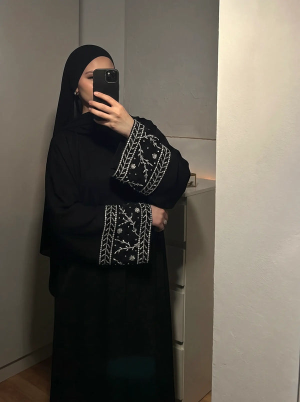 Noir Éclat Abaya - Black HJ1763