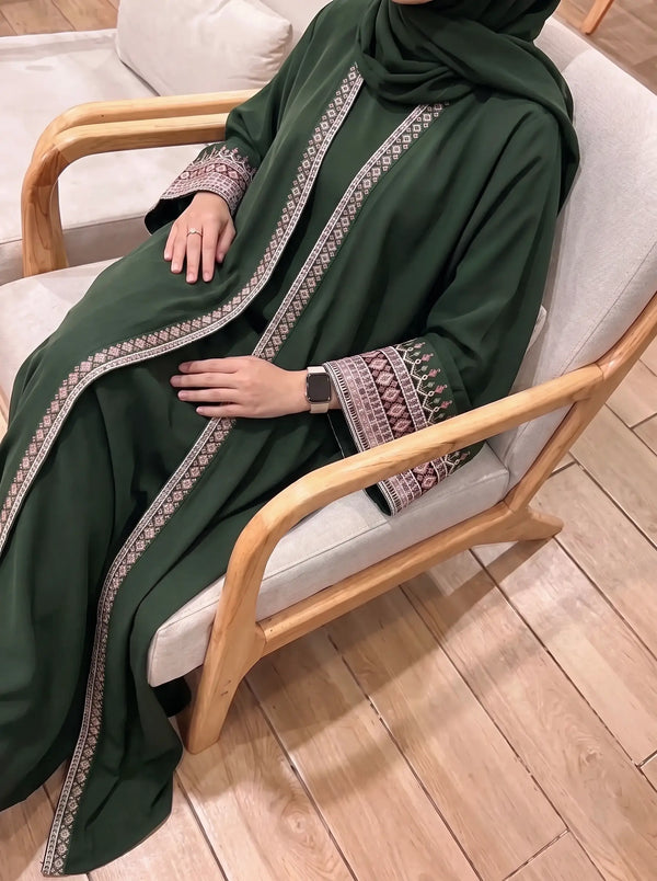 Olive Green - Canvas Layer Abaya HJ1725