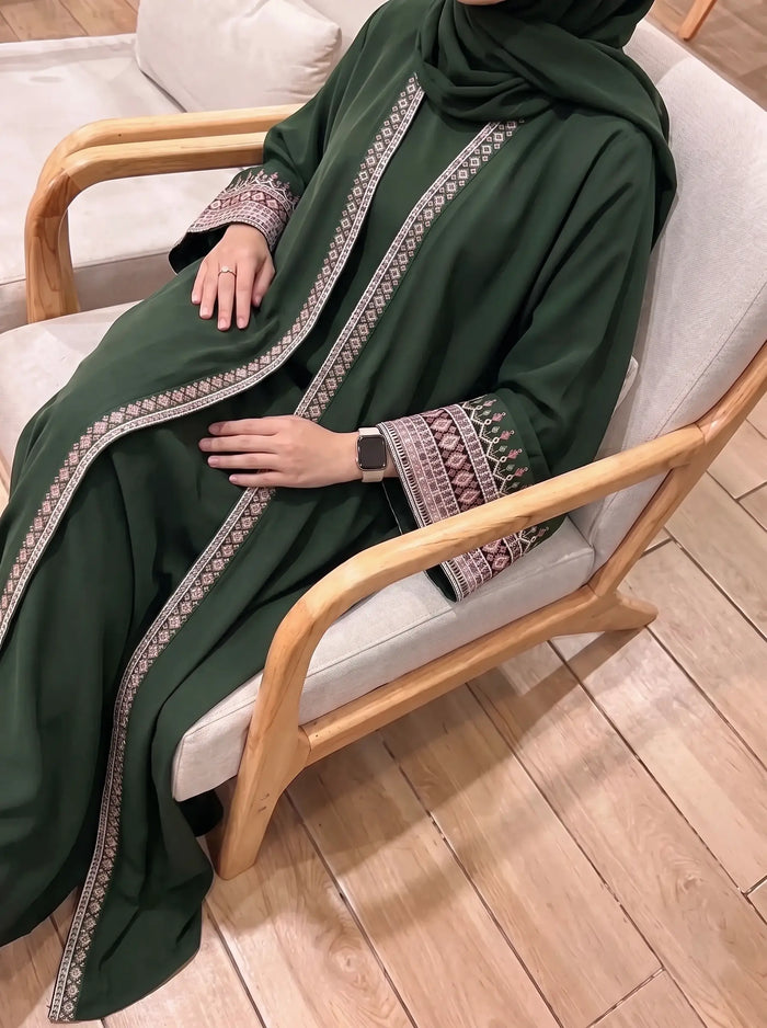 Olive Green - Canvas Layer Abaya HJ1725
