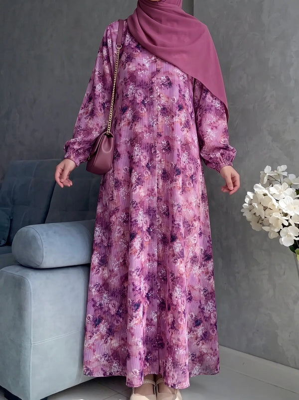 Plum Mist - Arabic Lawn Abaya HJ1732