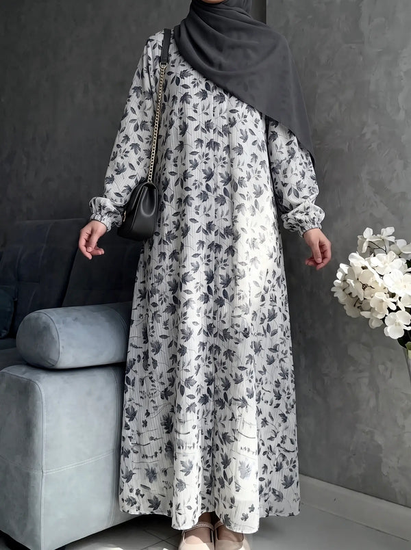Slate Grey - Arabic Lawn Abaya HJ1733