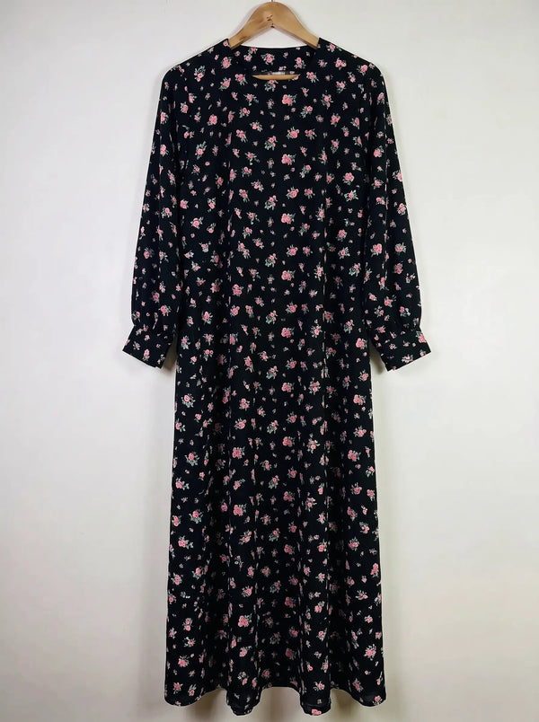 Black Floral Maxi Abaya - Rose Garden HJ1649