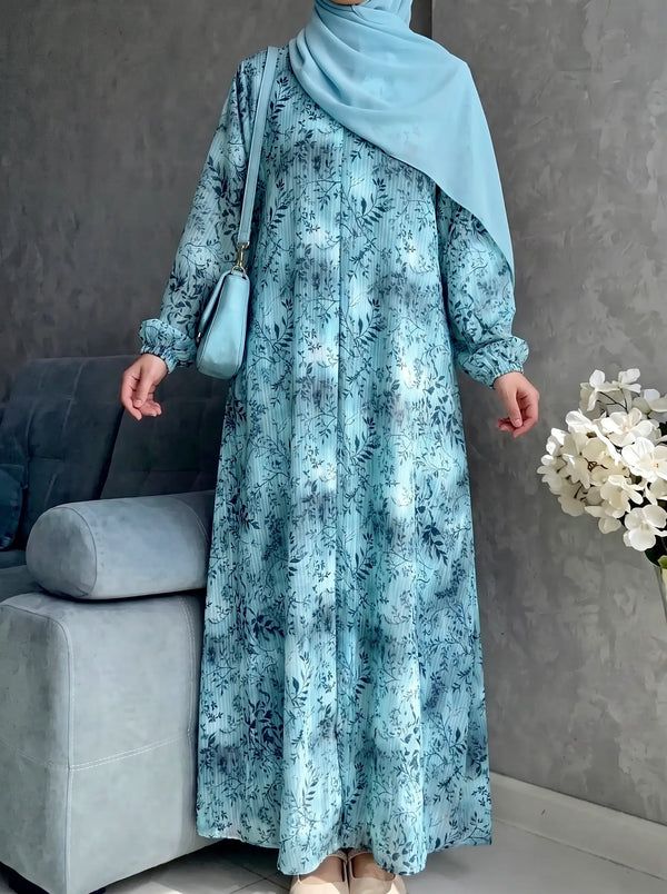 Ice Blue - Arabic Lawn Abaya HJ1728