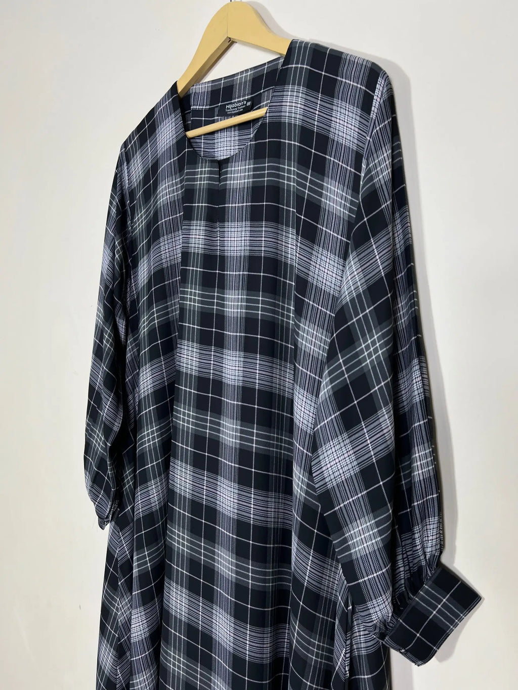 Black - Check Print Maxi Abaya HJ1190