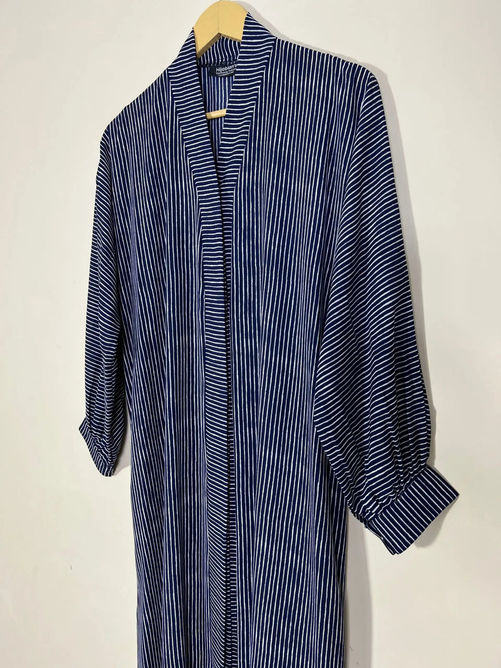 Blue - Lines Print Front Open Abaya HJ1214