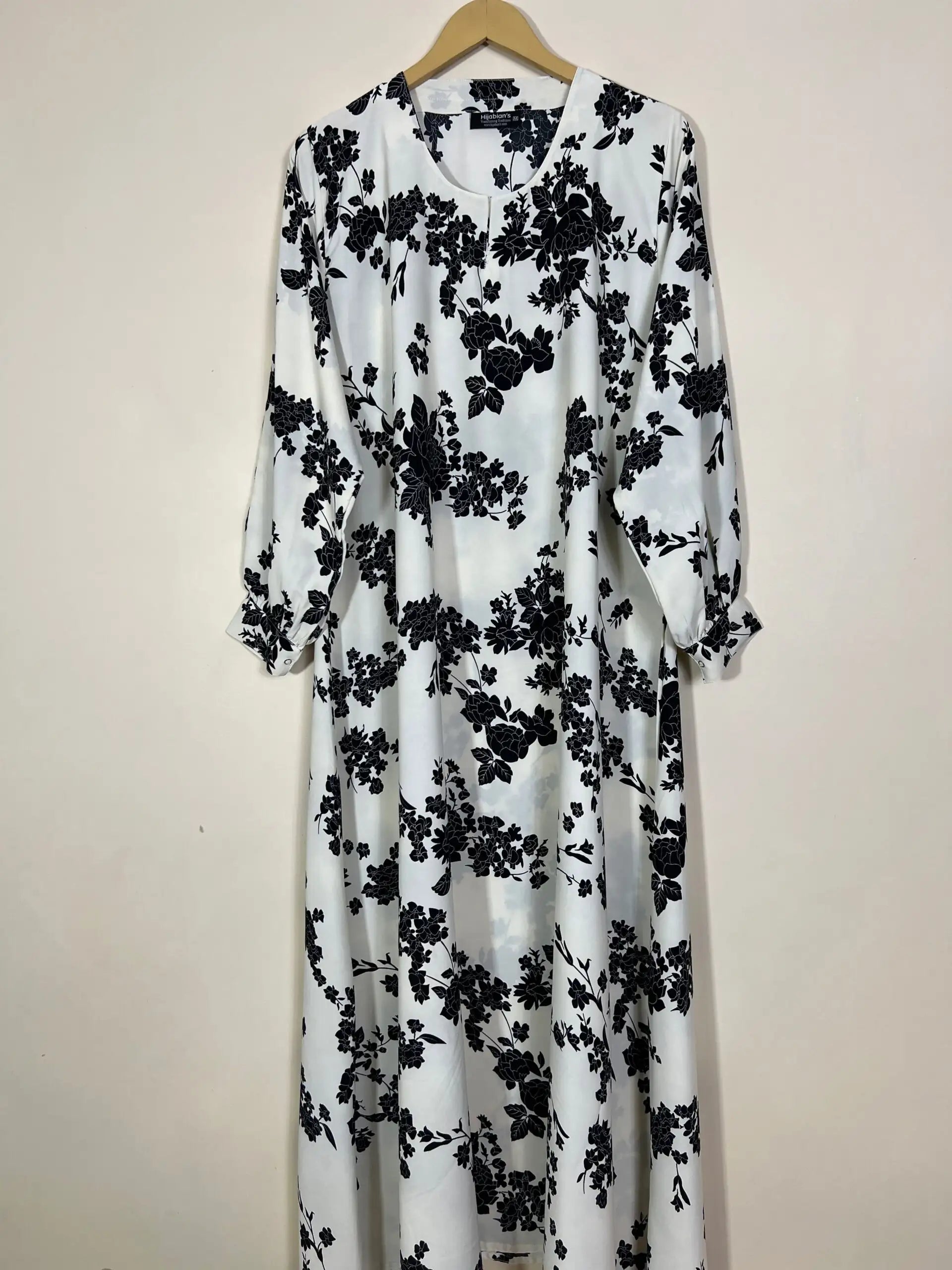 White - Floral Maxi Abaya HJ1219