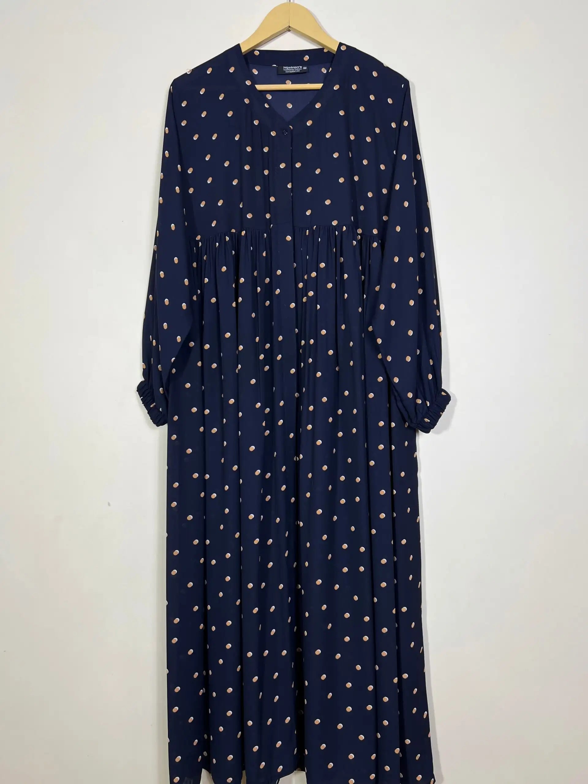 Blue - Printed Front Open Chun Abaya HJ1210