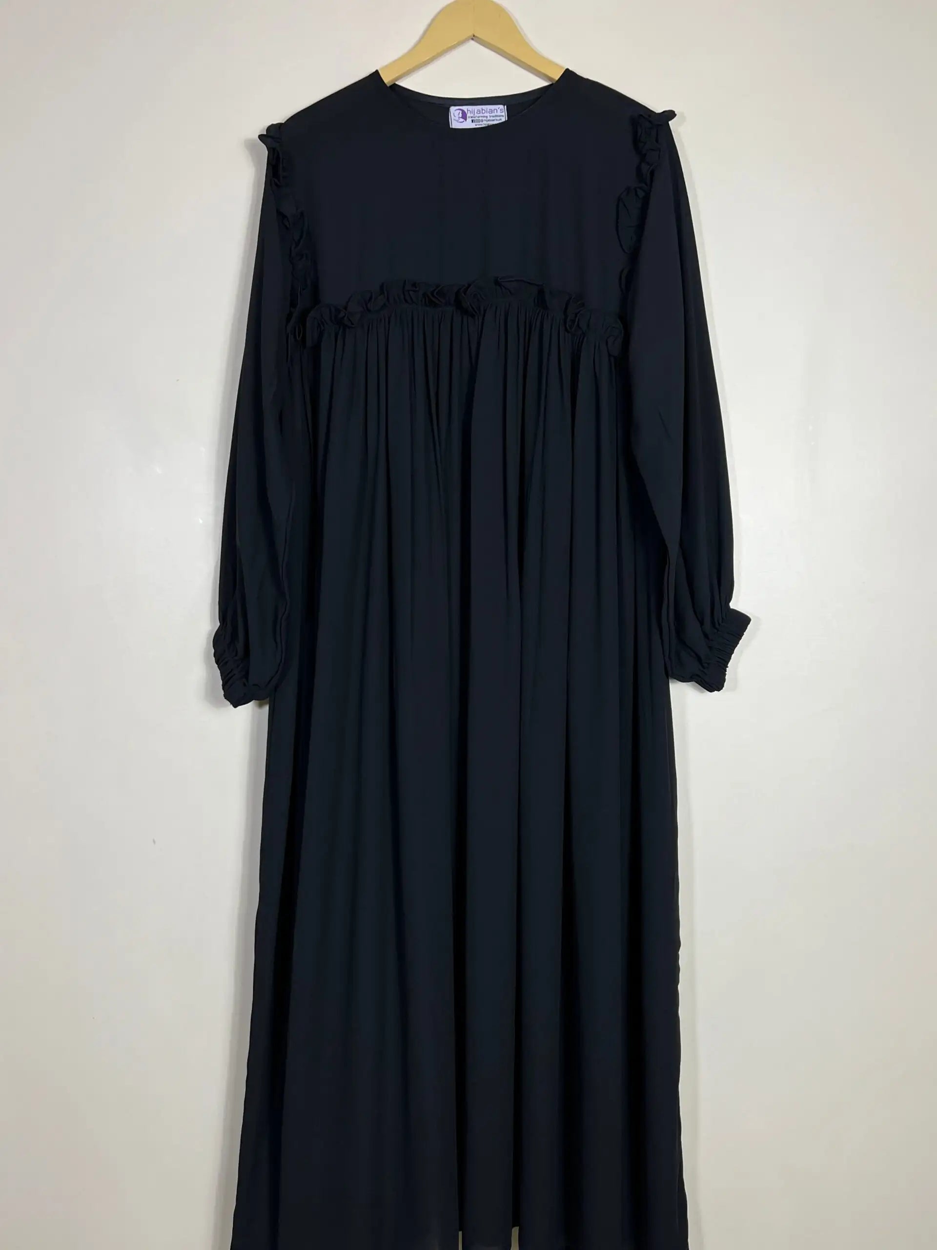 Black - Front Frill Design Abaya HJ0448