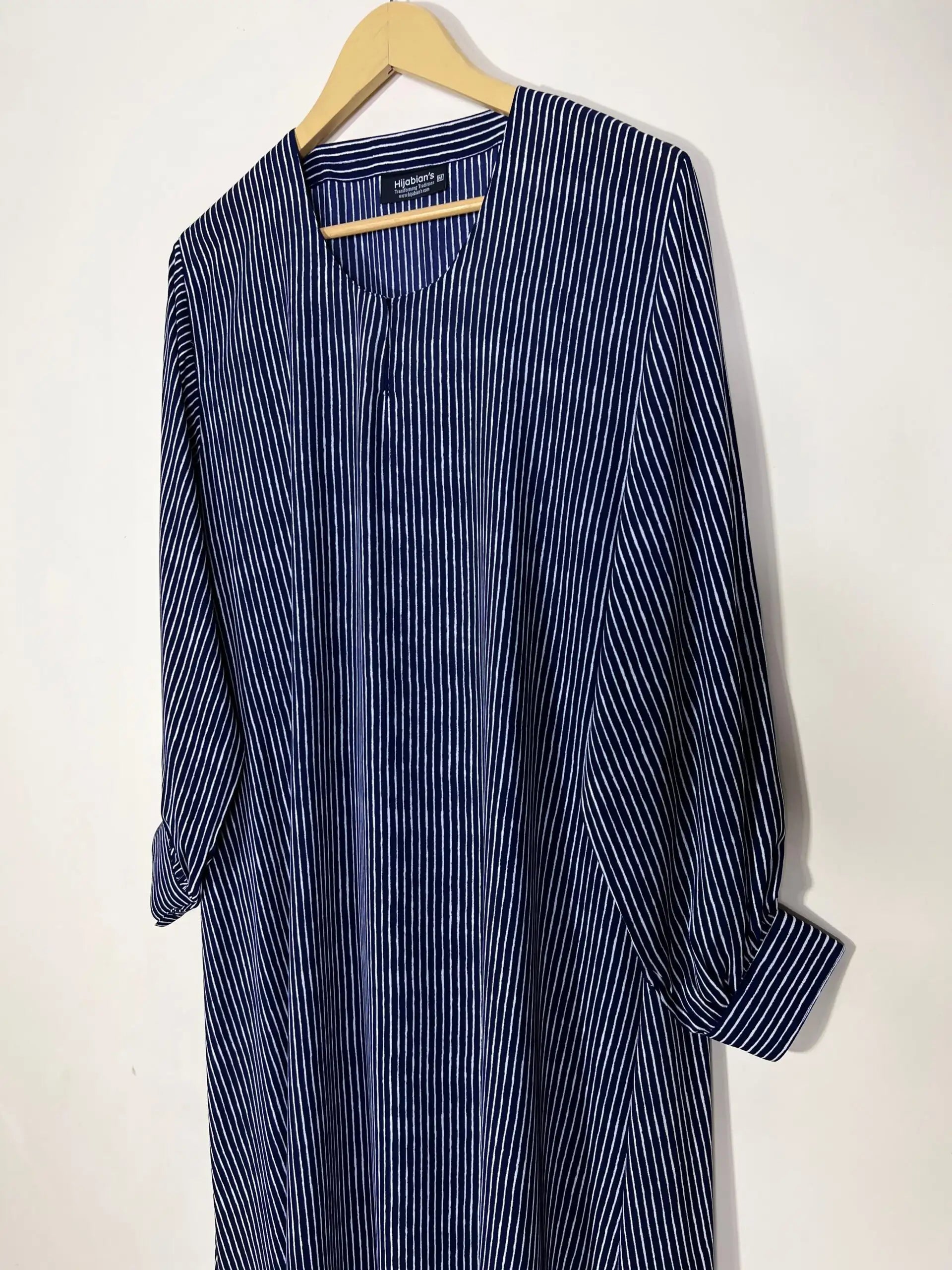 Dark Blue - Lines Print Maxi Abaya HJ1199