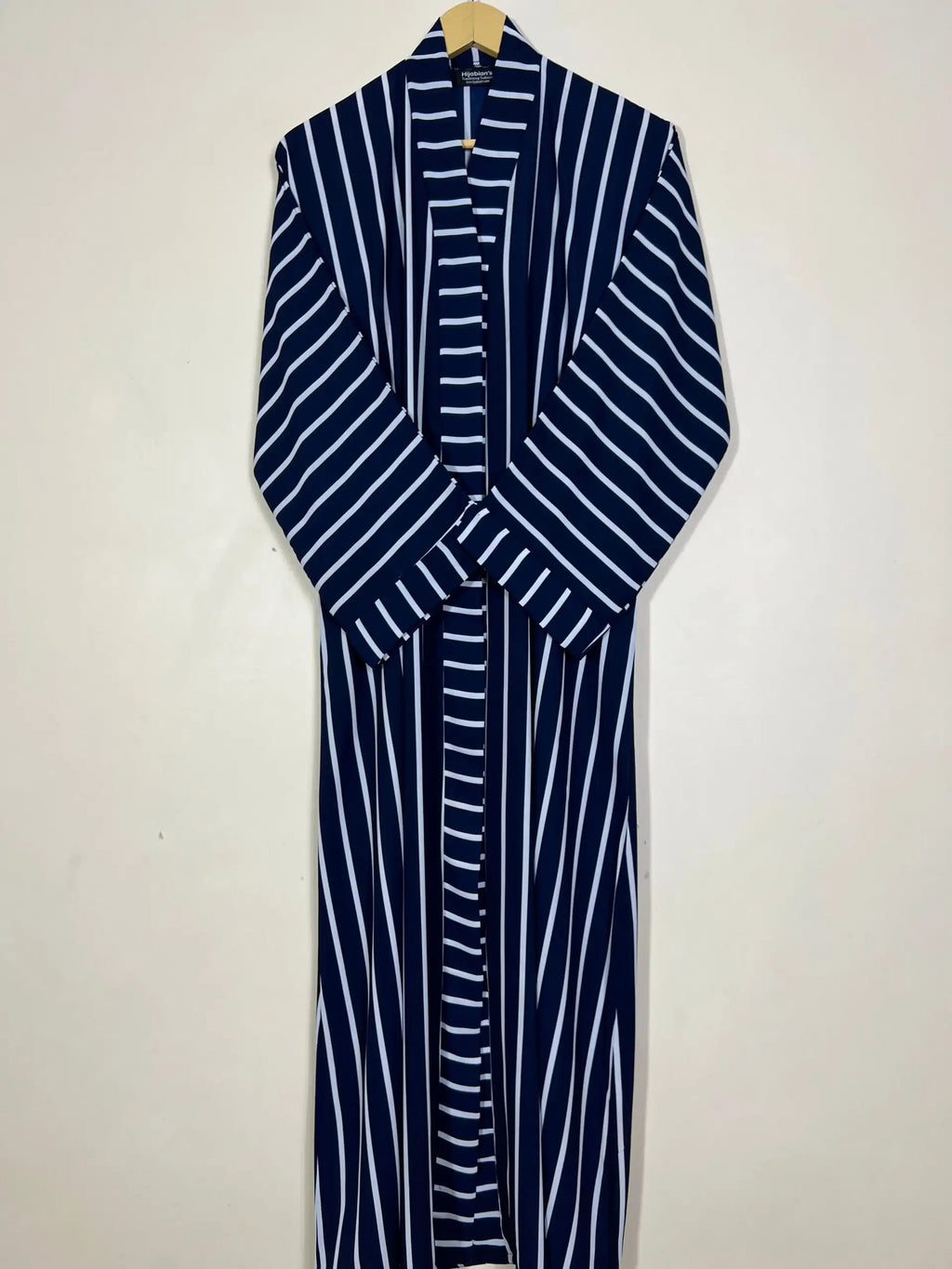 Blue - Stripes Front Open Abaya HJ1212