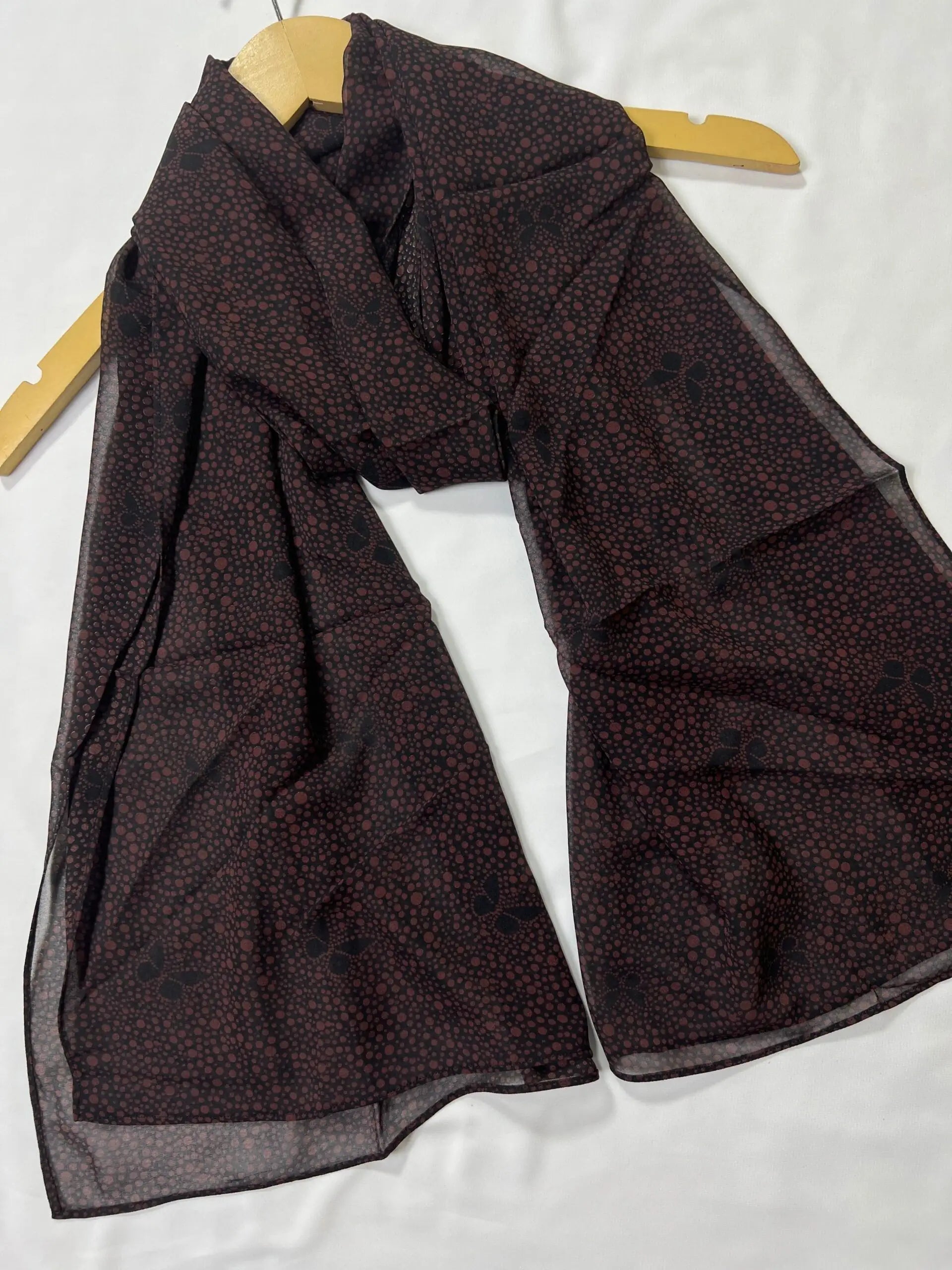 Deep Brown - Printed Chiffon Hijab HA082