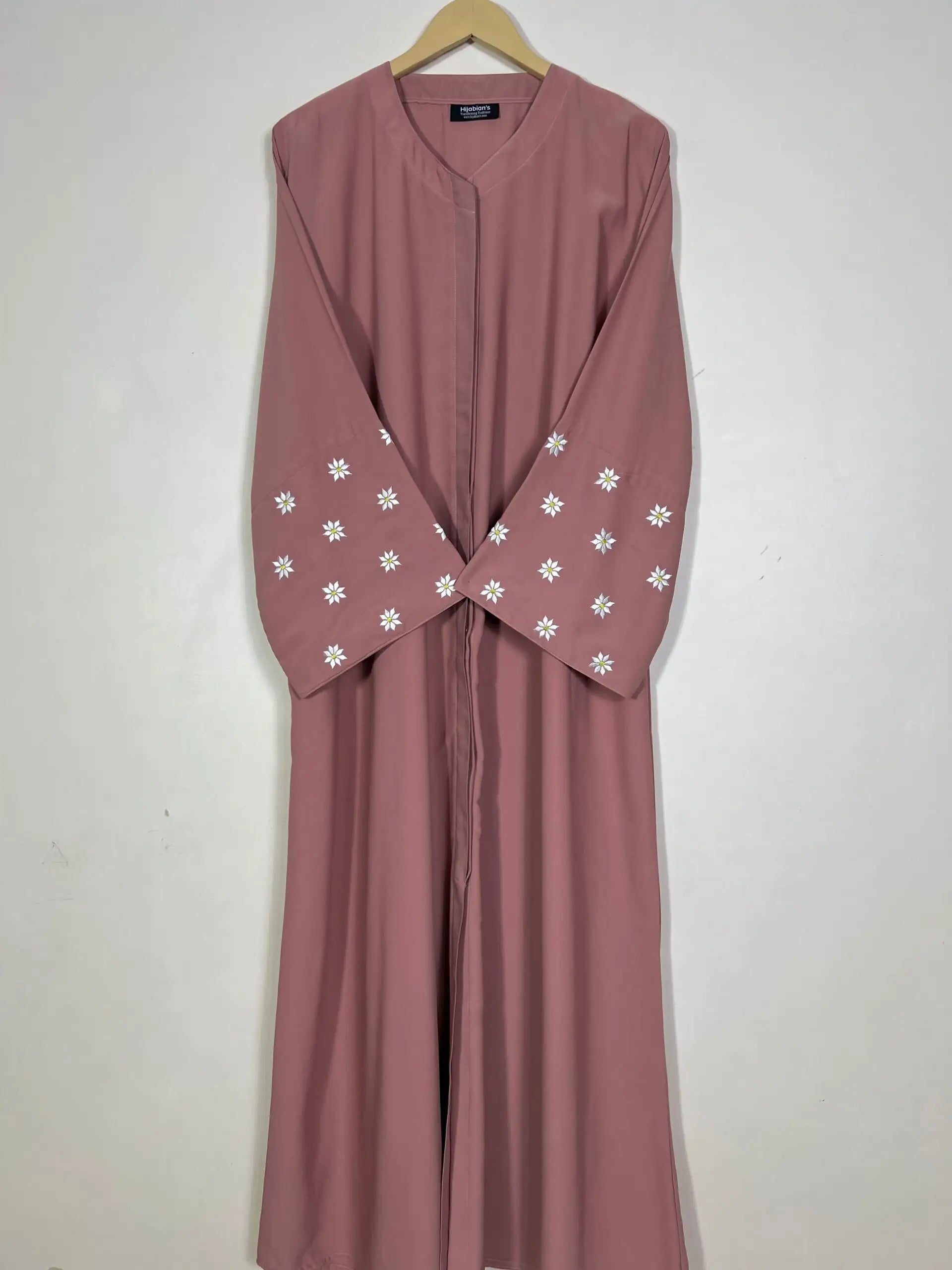 Salmon Pink - Petals Embroidery Abaya HJ1276