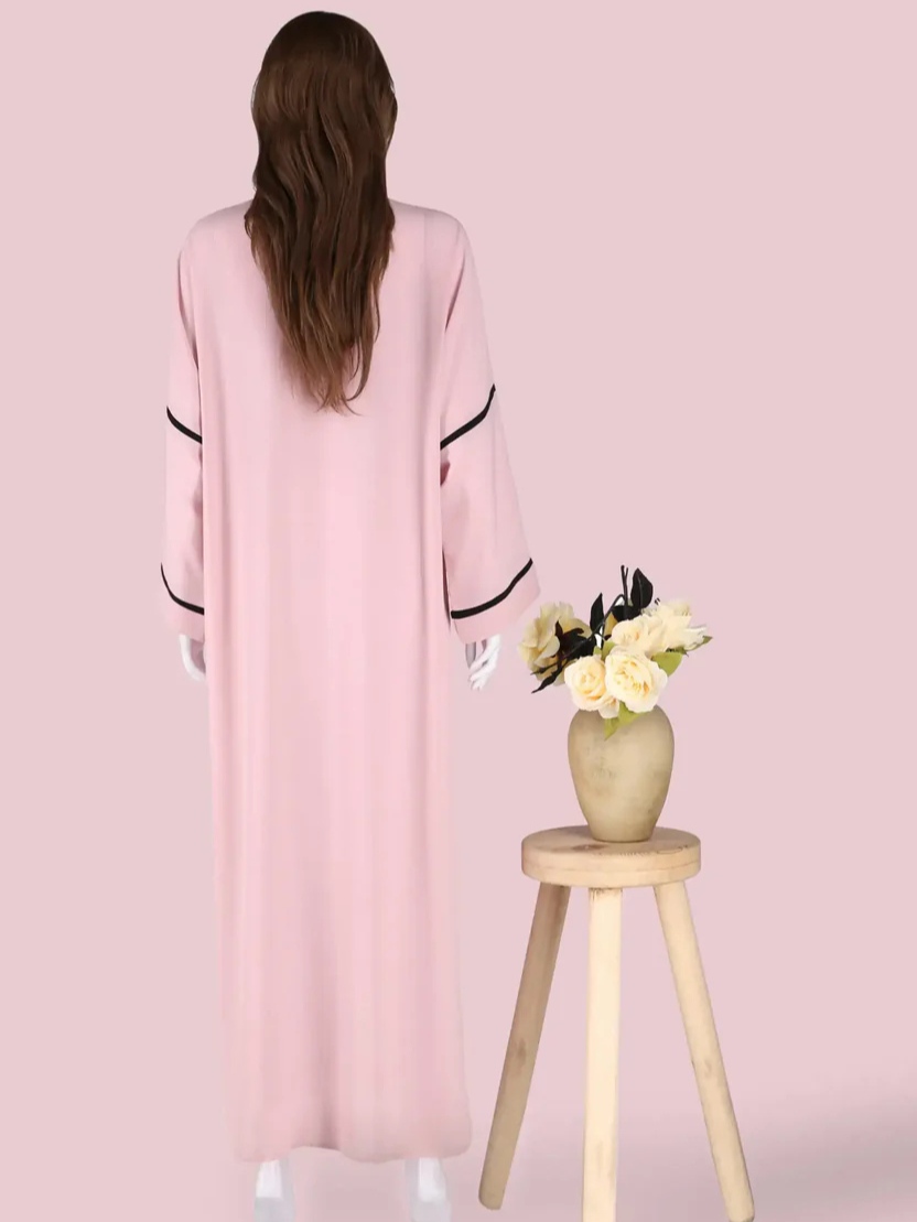 Light Pink Color Pipen Abaya HJ-015