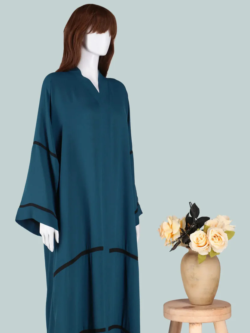 Teal Color Pipen Abaya HJ-037 Secondary image