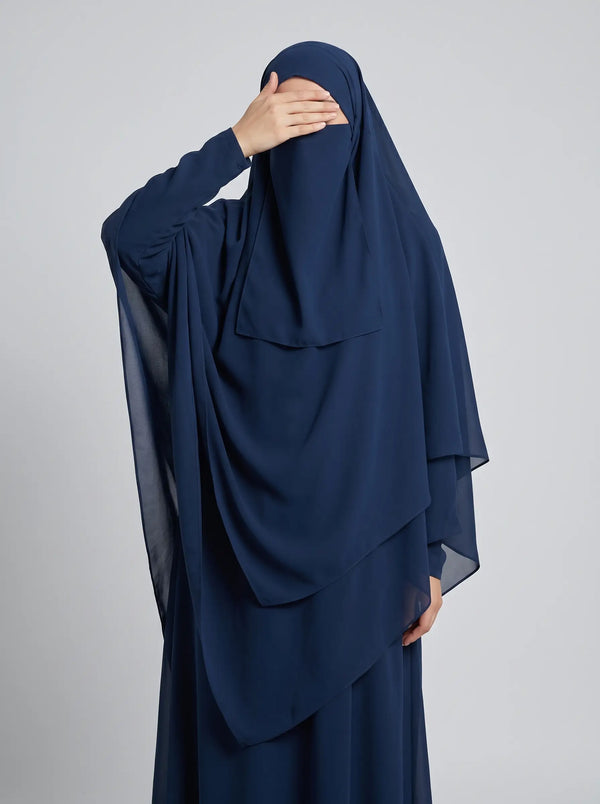 Blue - Two Layer Khimar Set