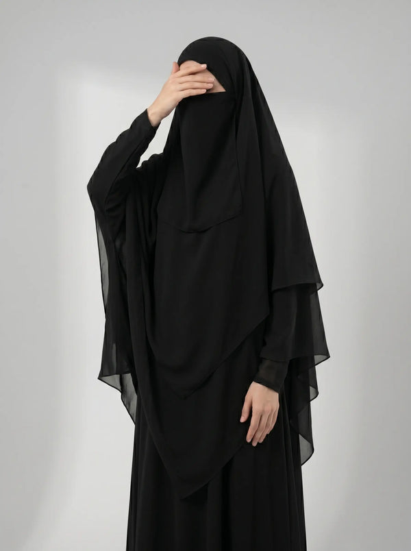 Black - Two Layer Khimar Set