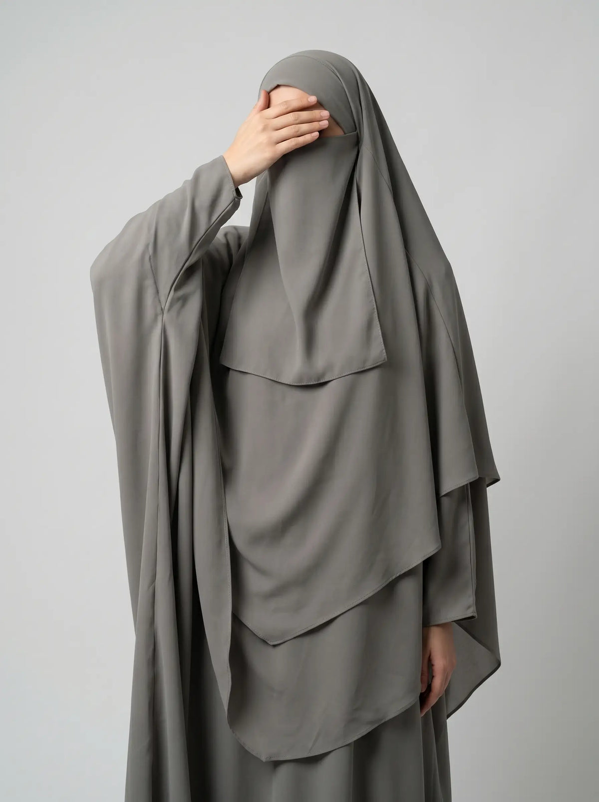 Ash Grey - Two Layer Khimar Set Main image
