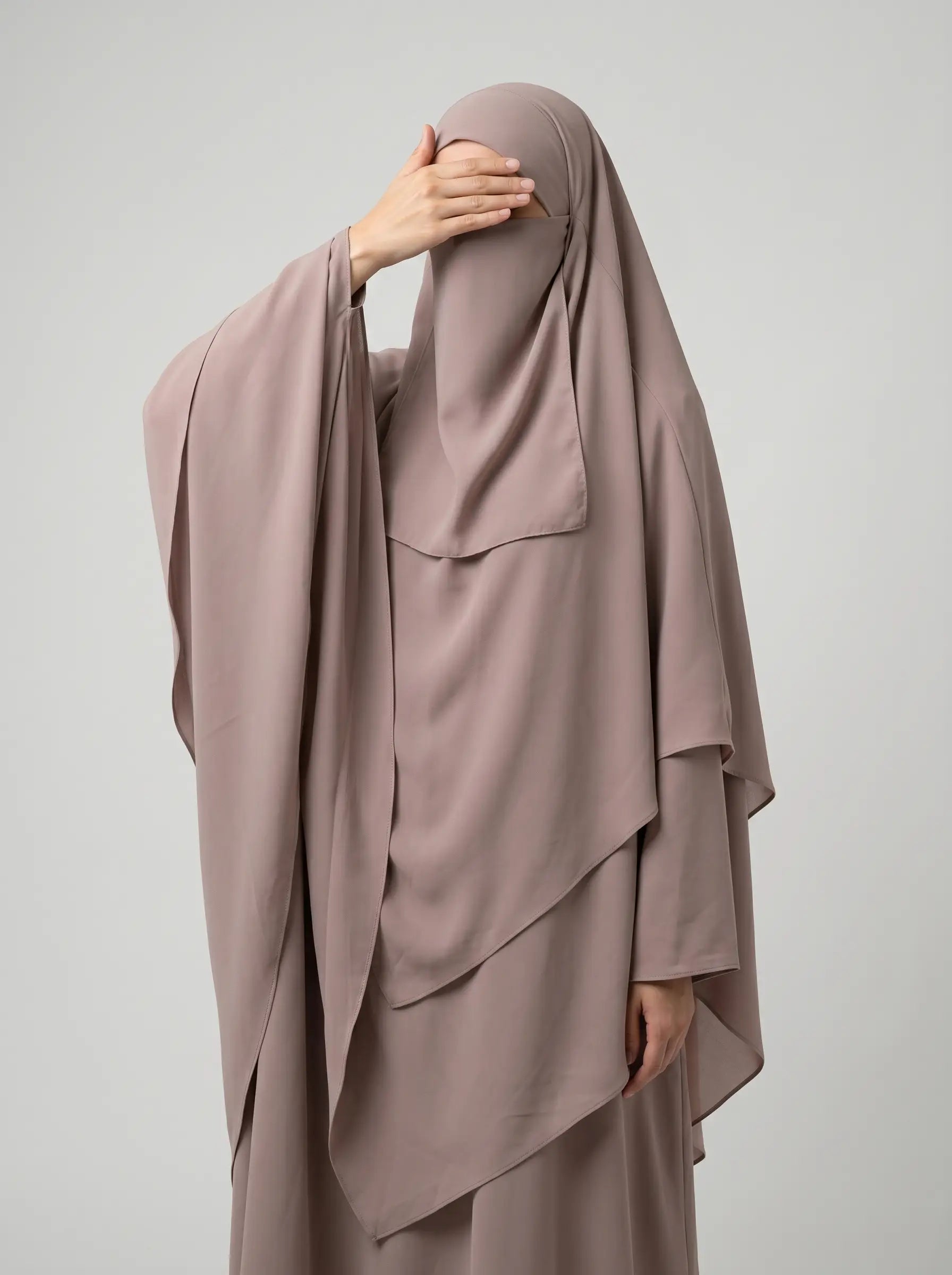 Misty Taupe - Two Layer Khimar Set
