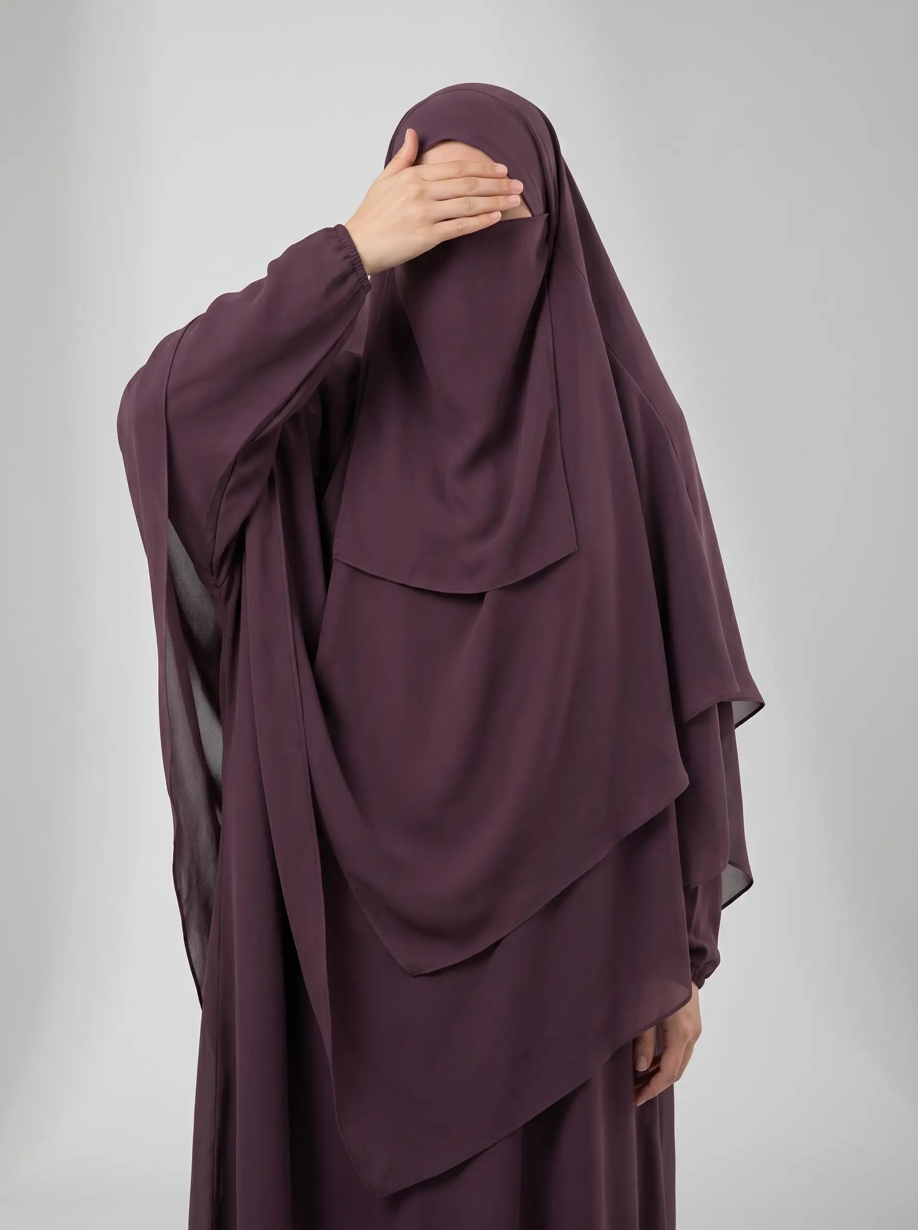 Deep Mauve - Two Layer Khimar Set