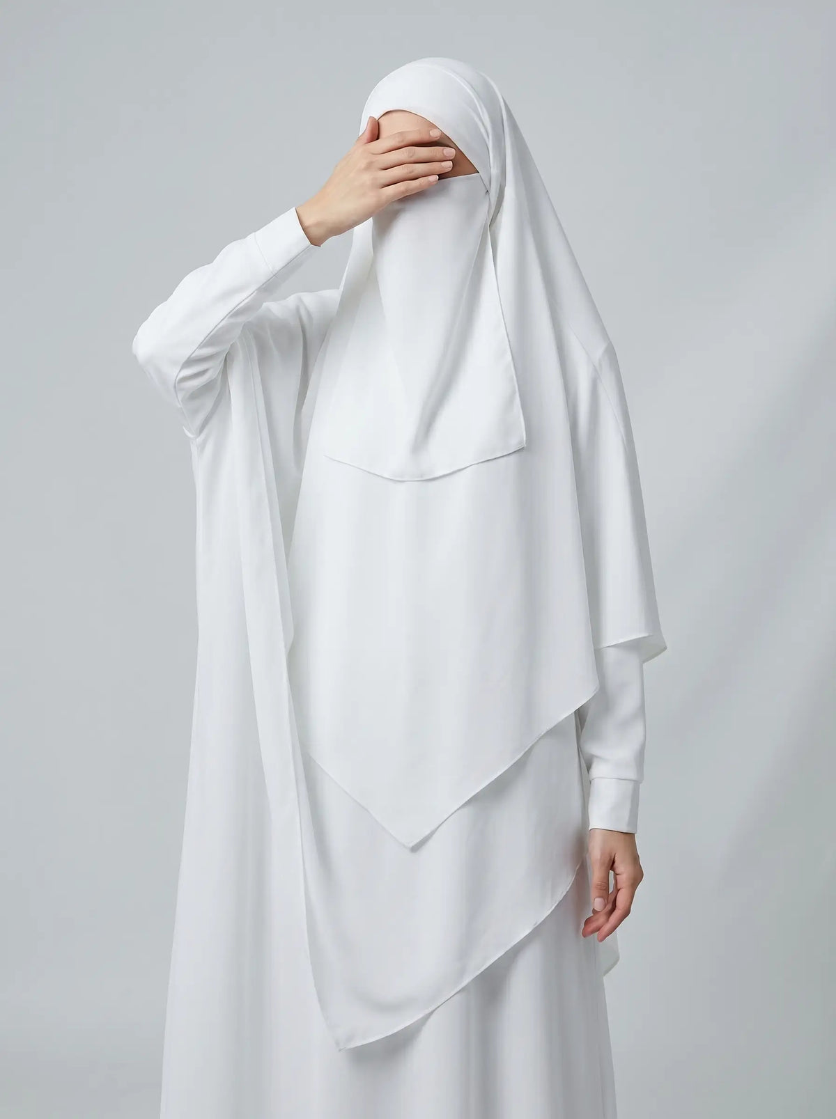 White - Two Layer Khimar Set Main image